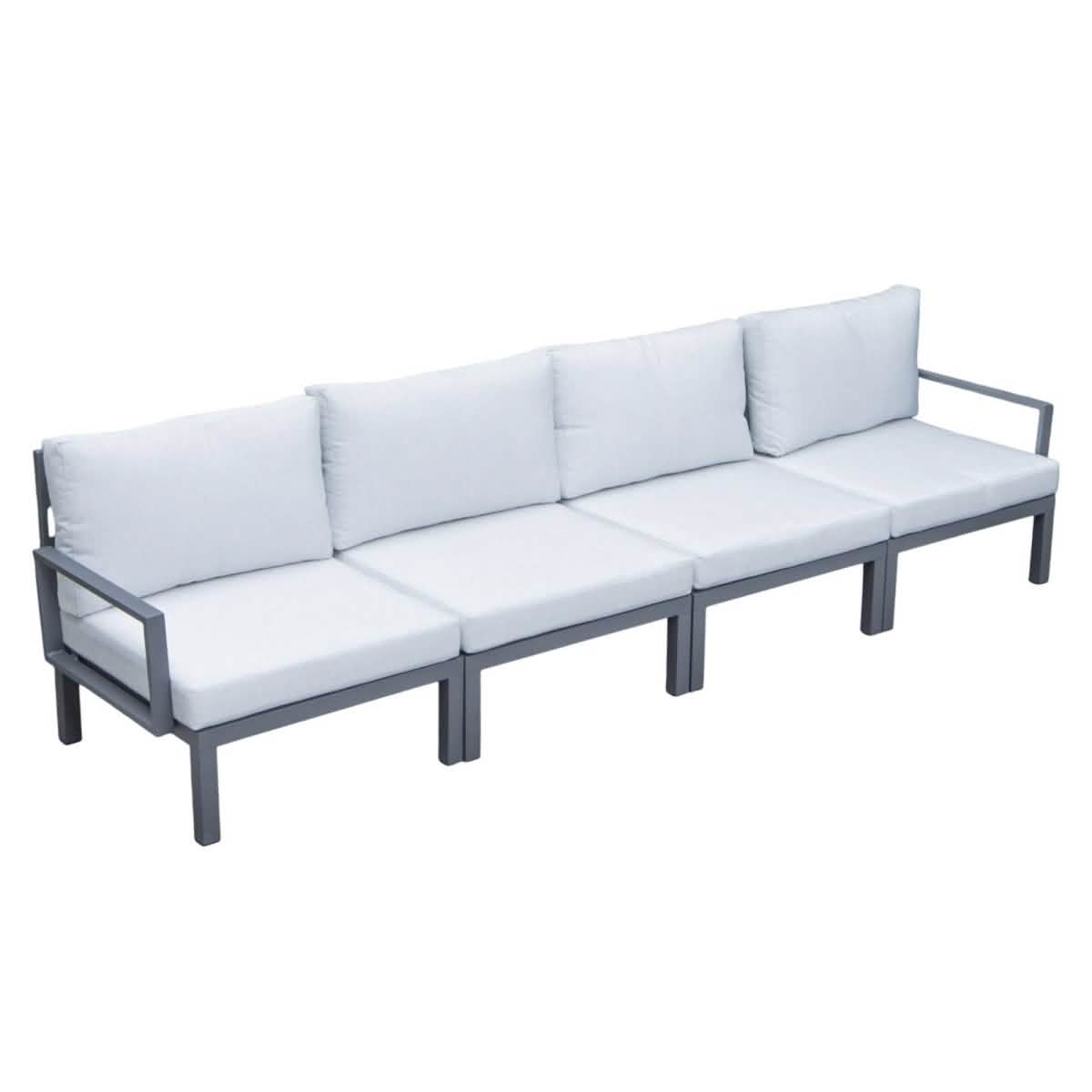 Hamilton 4-Piece Patio Chair Upholstered in Polyester and Powder Coated Aluminum Frame Light Grey Patio Chair Set Leisuremod