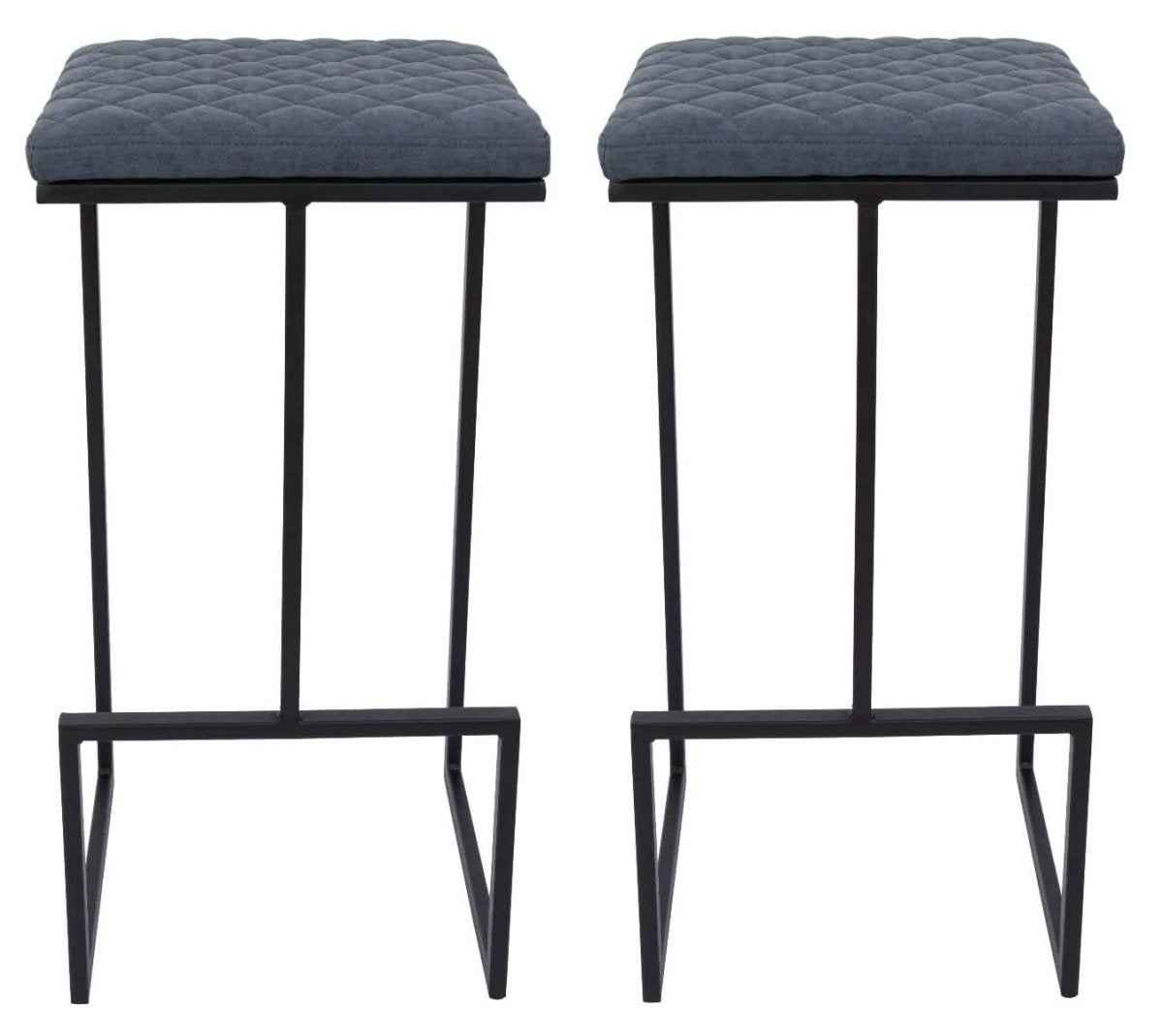Quincy Leather Bar Stools With Metal Frame Peacock Blue Leisuremod