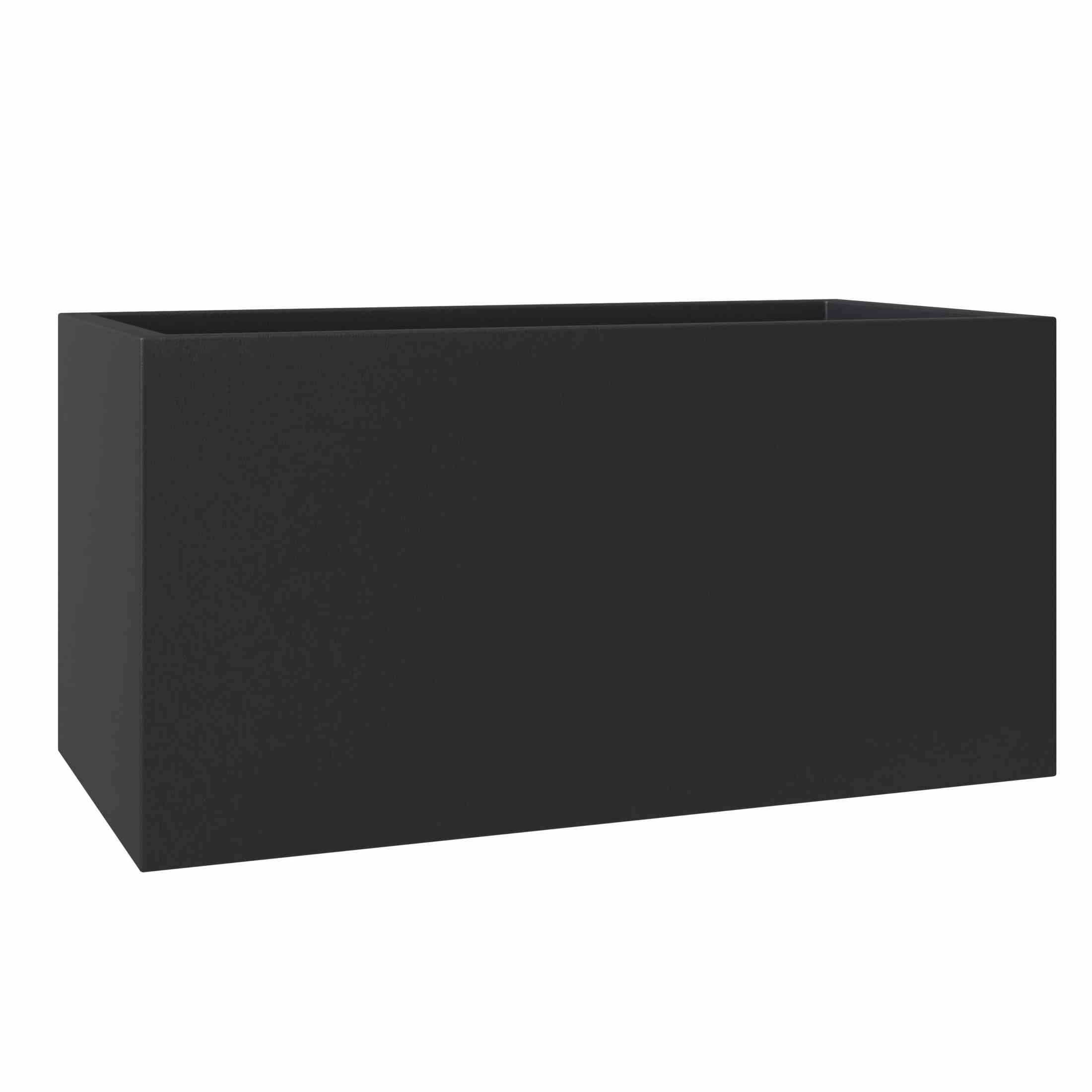 Leisuremod Planter 16 Inch / Black Bloom Mid-Century Modern Rectangular Fiberstone and MGO Clay Planter for Indoor and Outdoor