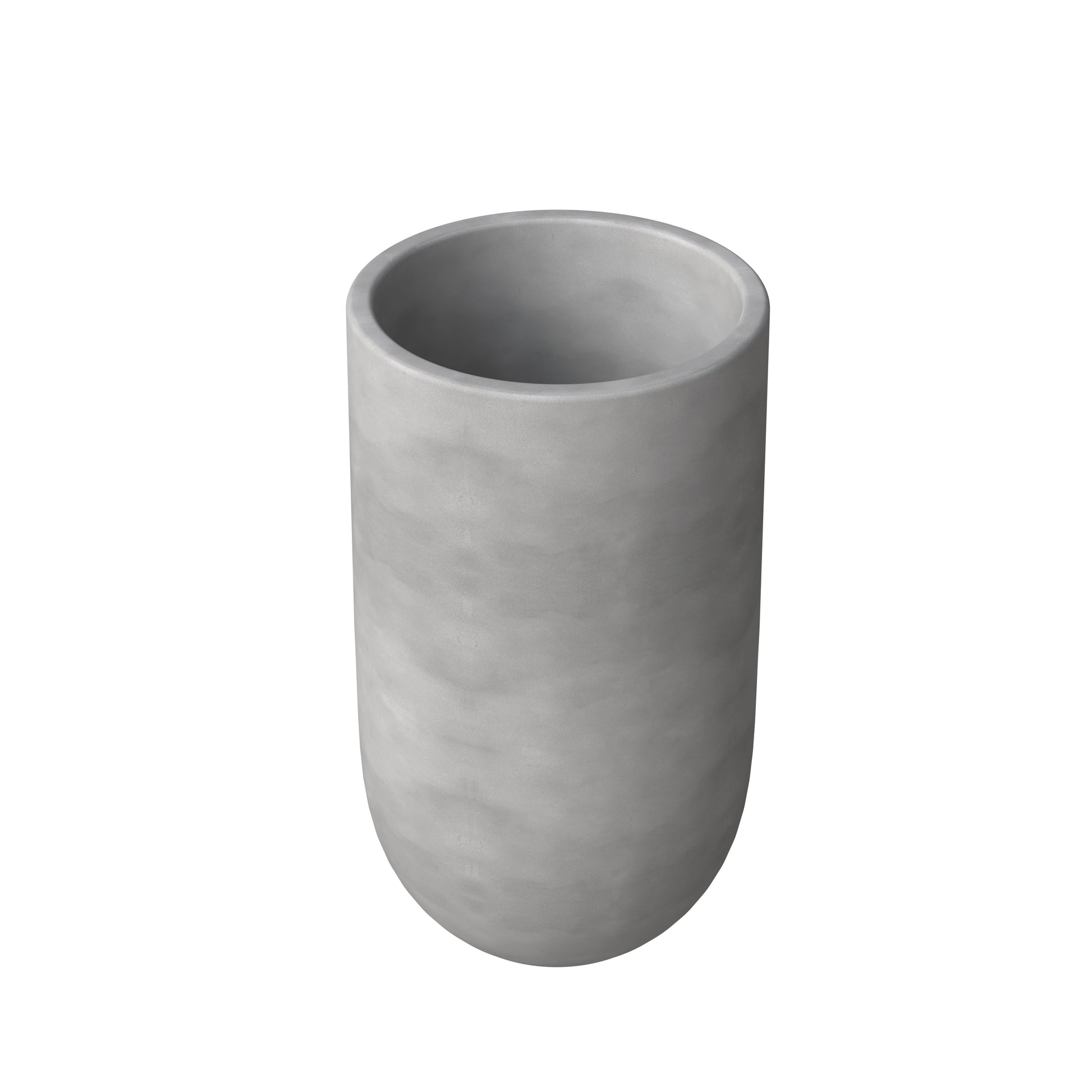Leisuremod Planter 35 Inch Topiary Mid-Century Modern Cylinder Planter: Fiberstone and MgO Clay Planter Pot in Dark Grey