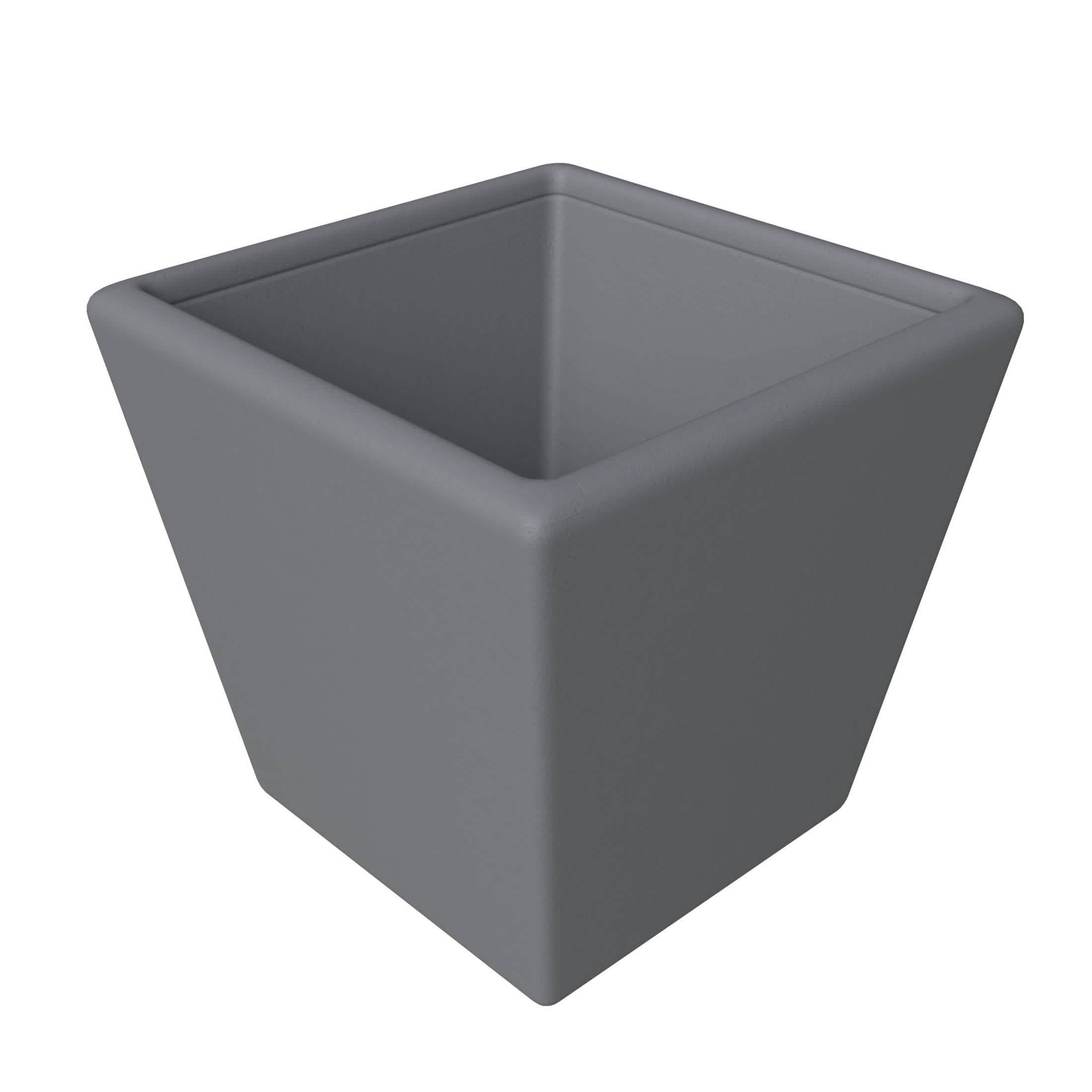 Leisuremod Planter 8 Inch Blossom Fiberstone Tapered Square Planter Pot in Dark Grey
