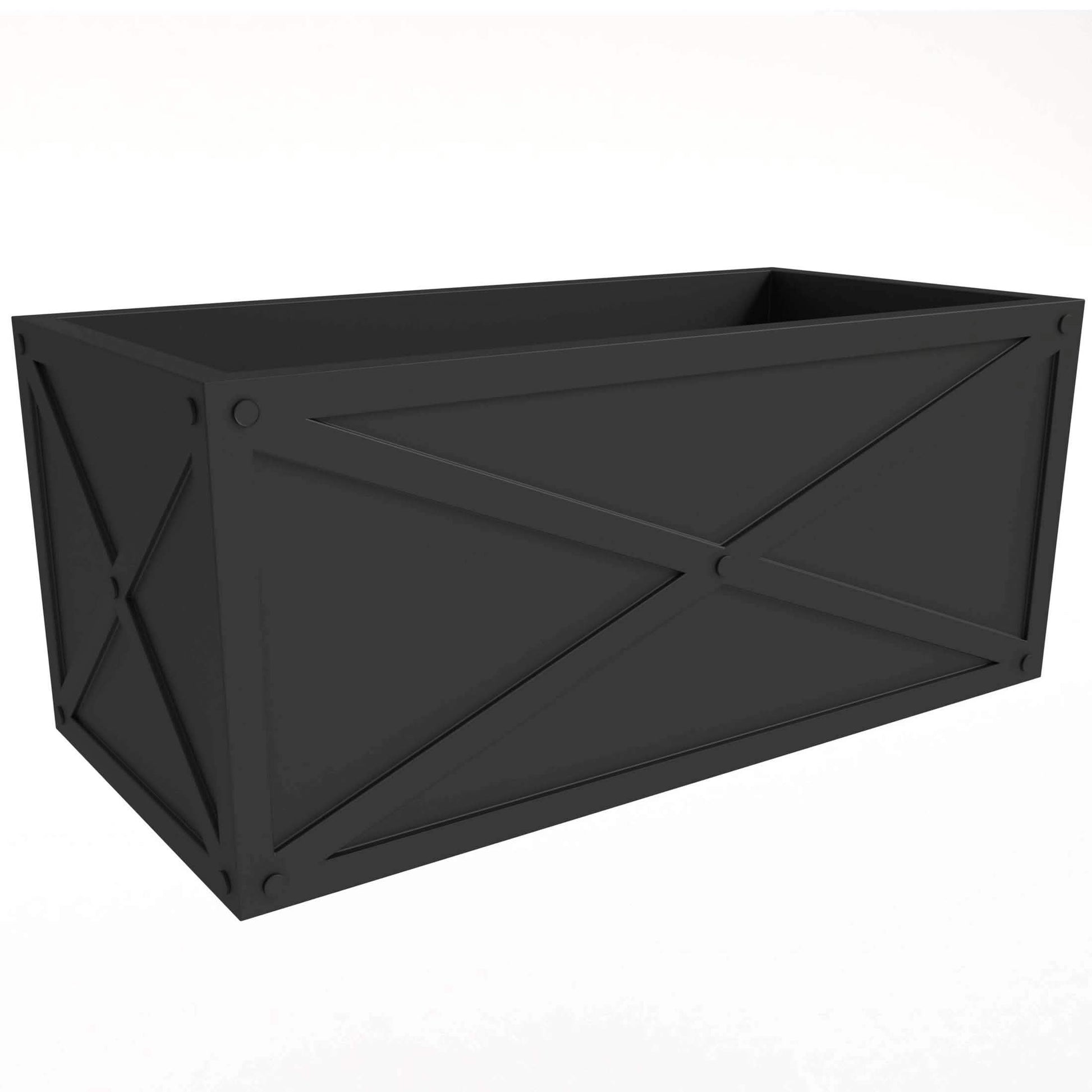 Leisuremod Planter Black Bonsai Fiberglass and Clay Planter - Rectangular Weather-Resistant Planter Box with Drainage Holes