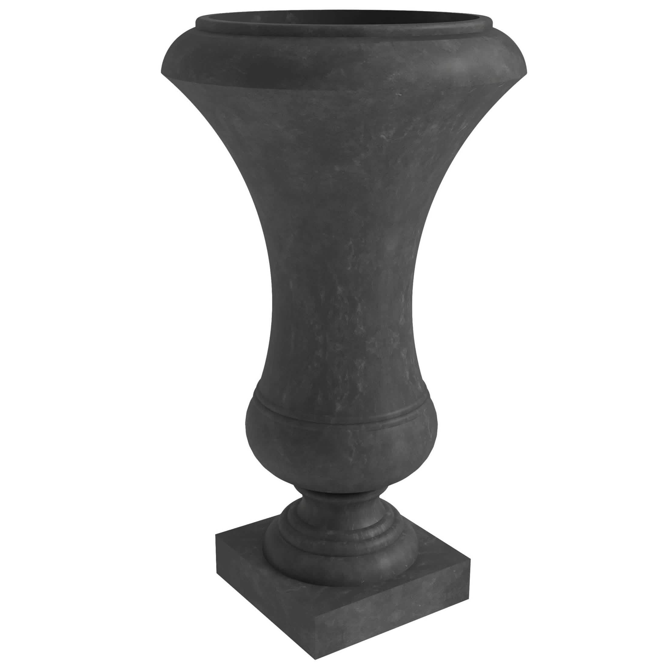 Leisuremod Planter Black Daisy Fiberstone and Clay Urn Planter with Drainage Holes for Indoor and Outdoor