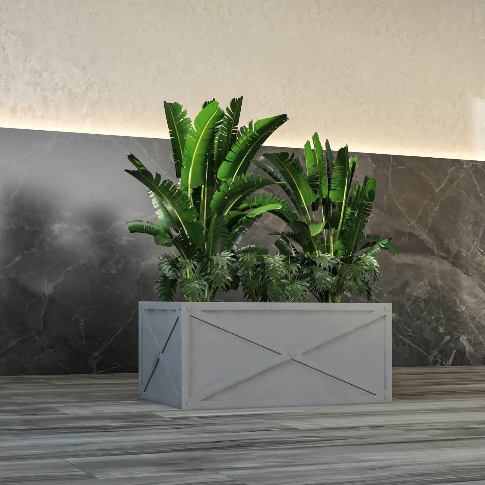 Leisuremod Planter Bonsai Fiberglass and Clay Planter - Rectangular Weather-Resistant Planter Box with Drainage Holes