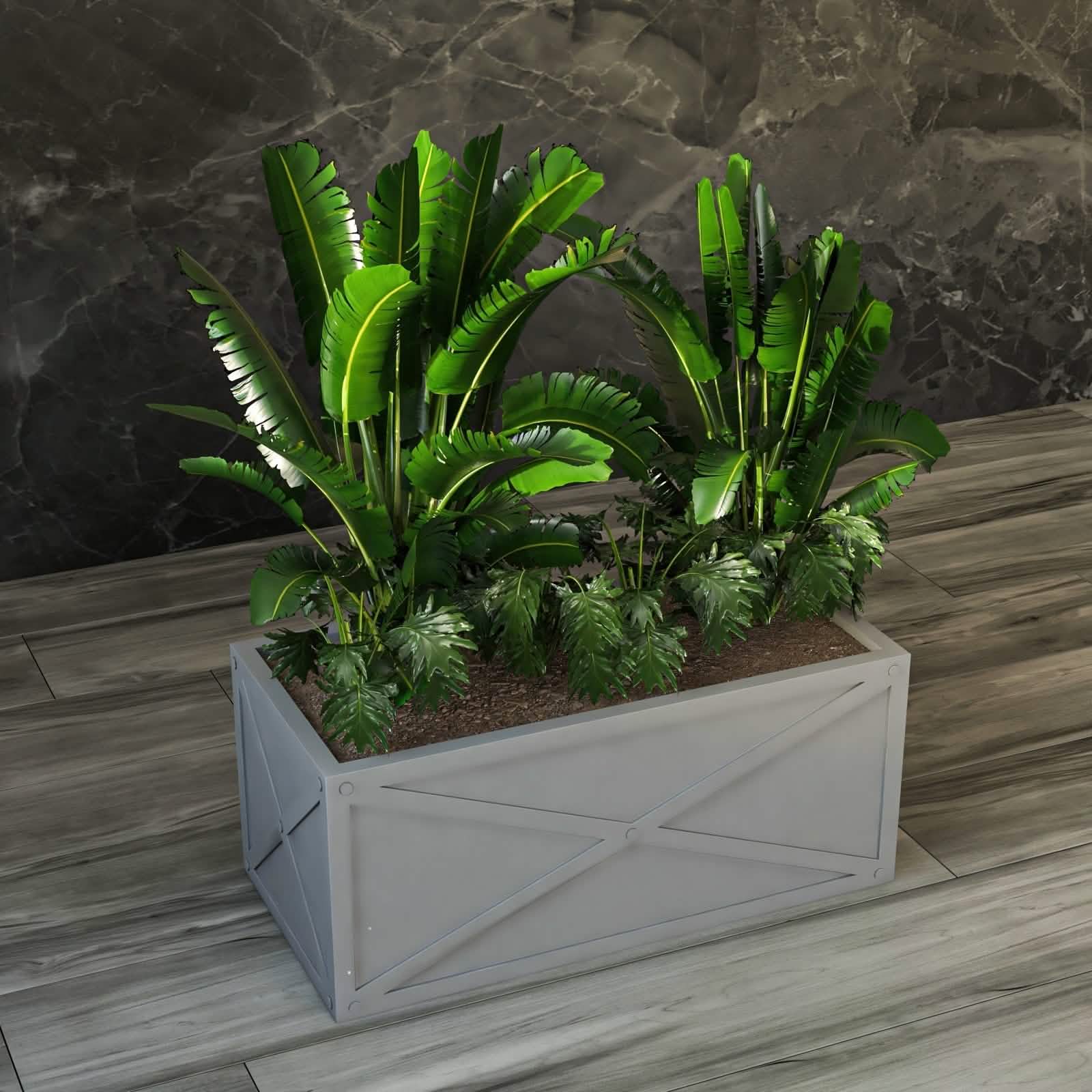 Leisuremod Planter Bonsai Fiberglass and Clay Planter - Rectangular Weather-Resistant Planter Box with Drainage Holes