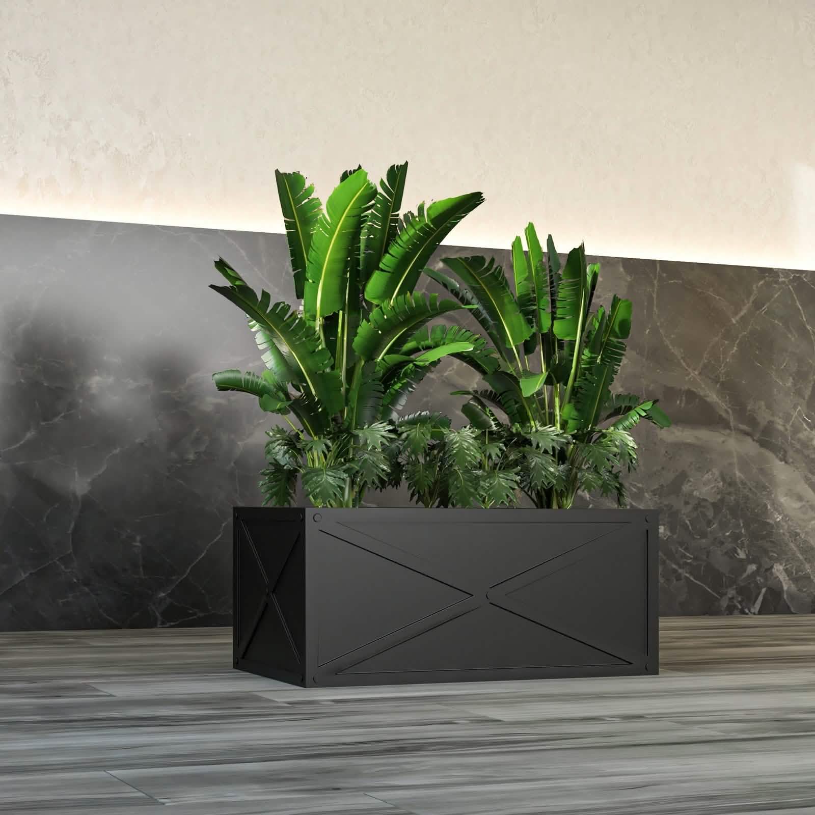 Leisuremod Planter Bonsai Fiberglass and Clay Planter - Rectangular Weather-Resistant Planter Box with Drainage Holes