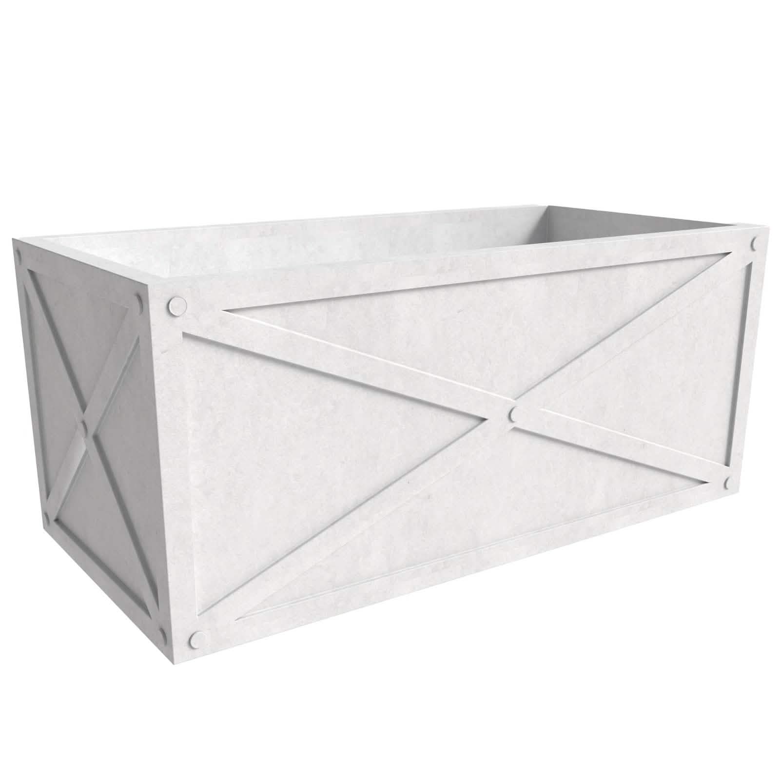 Leisuremod Planter White Bonsai Fiberglass and Clay Planter - Rectangular Weather-Resistant Planter Box with Drainage Holes