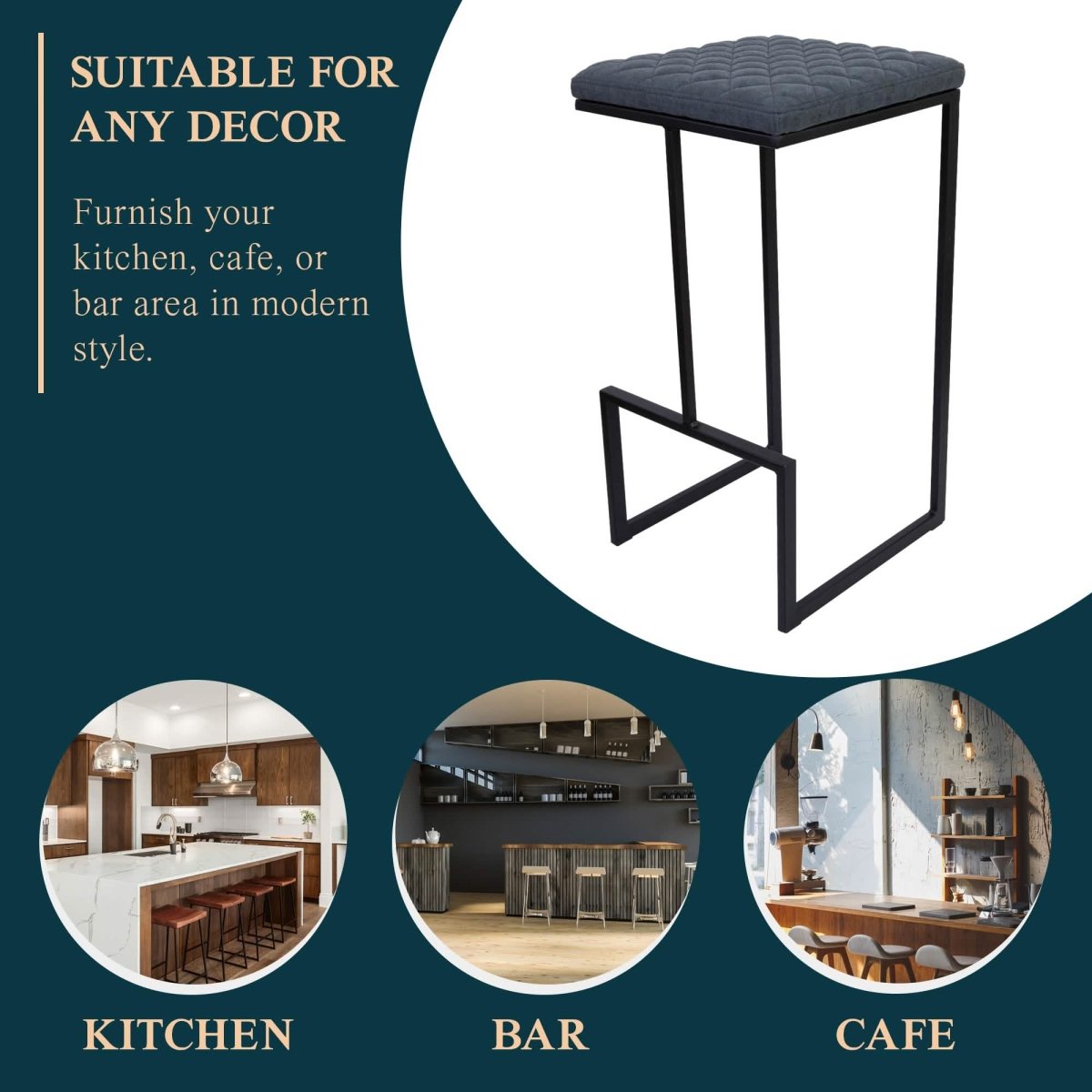 Quincy Leather Bar Stools With Metal Frame Olive Green Leisuremod
