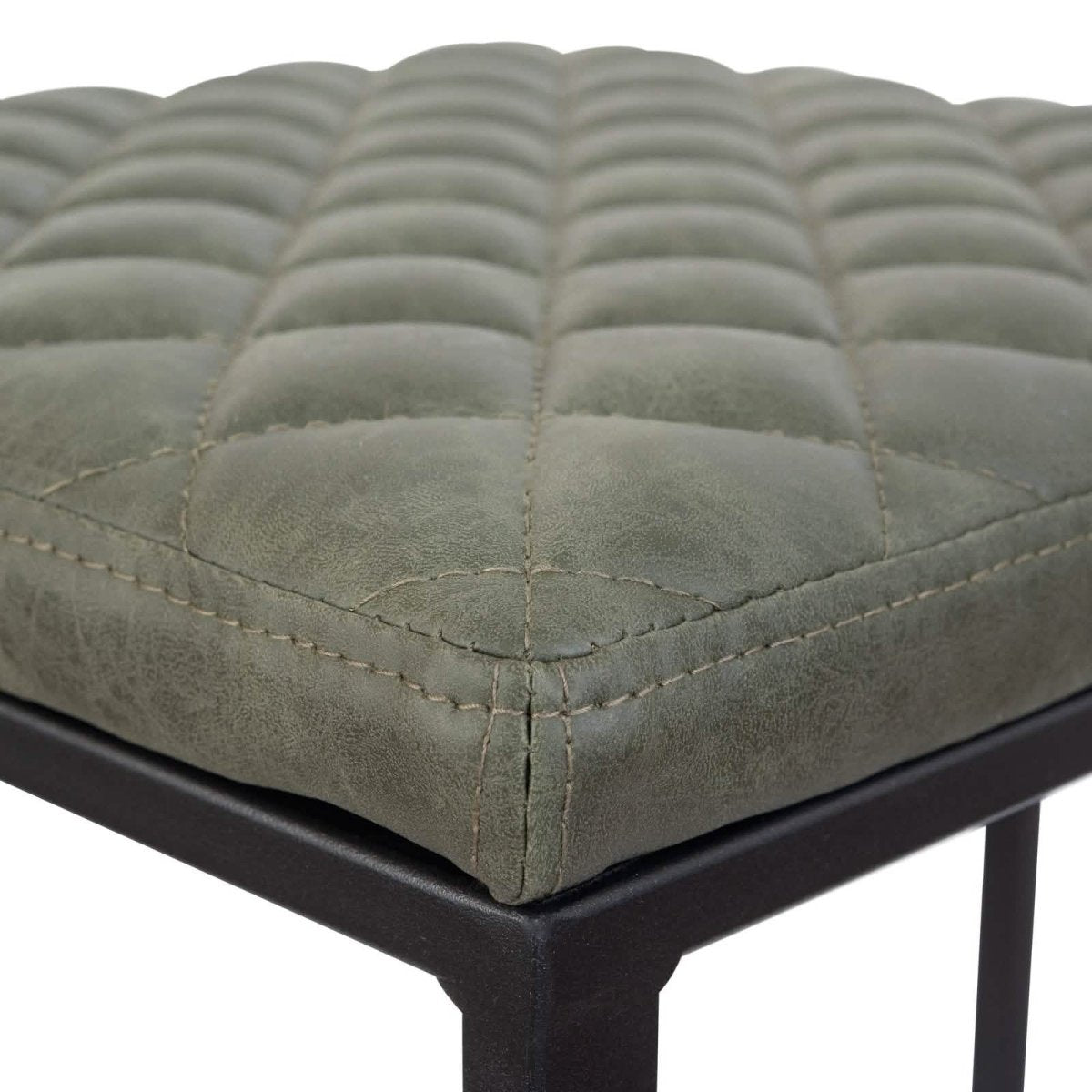 Quincy Leather Bar Stools With Metal Frame Olive Green Leisuremod