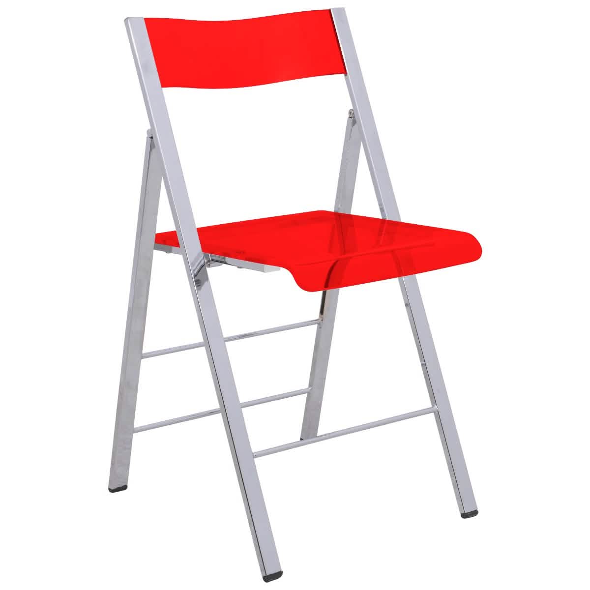 Menno Modern Acrylic Folding Chair Red Leisuremod