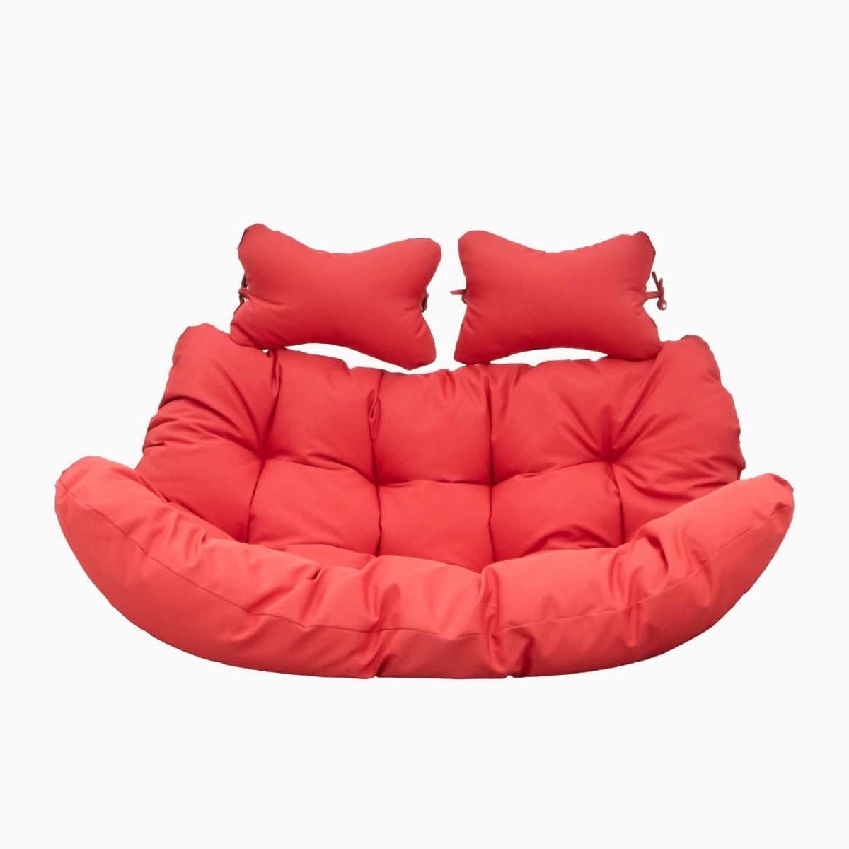 Modern Upholstered 2 Person Hanging Egg Swing Chair Cushion with Headrest Red Leisuremod