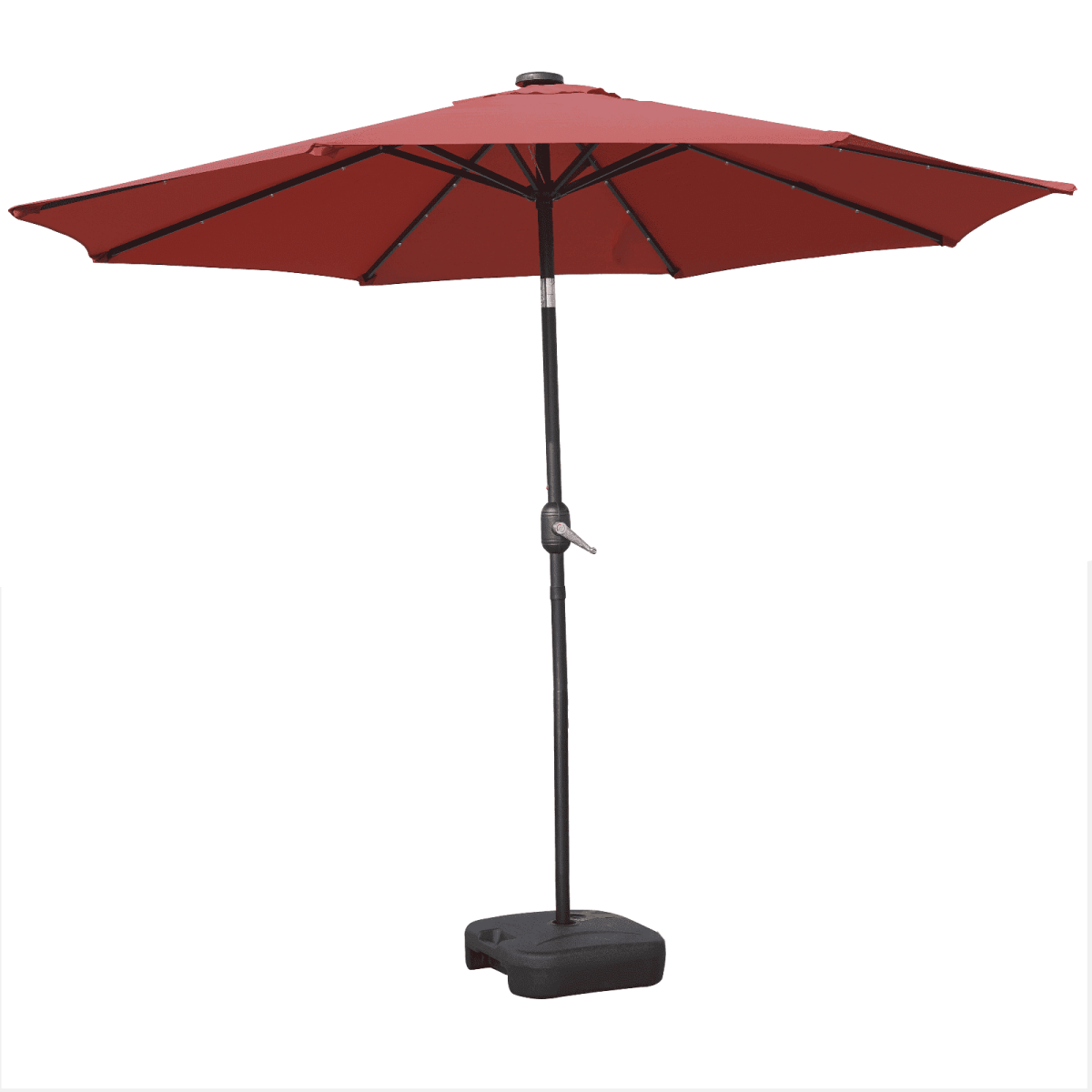 Sierra 9' Outdoor Patio Tilt Market Umbrella with Solar LED Lights Red Leisuremod
