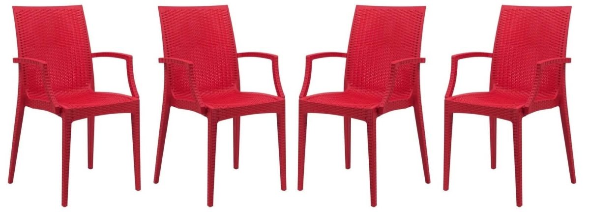 Weave Mace Indoor/Outdoor Chair (With Arms) Red Leisuremod