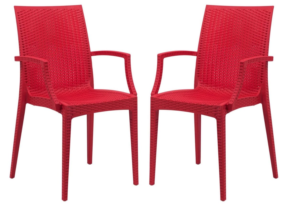 Weave Mace Indoor/Outdoor Chair (With Arms) Red Leisuremod