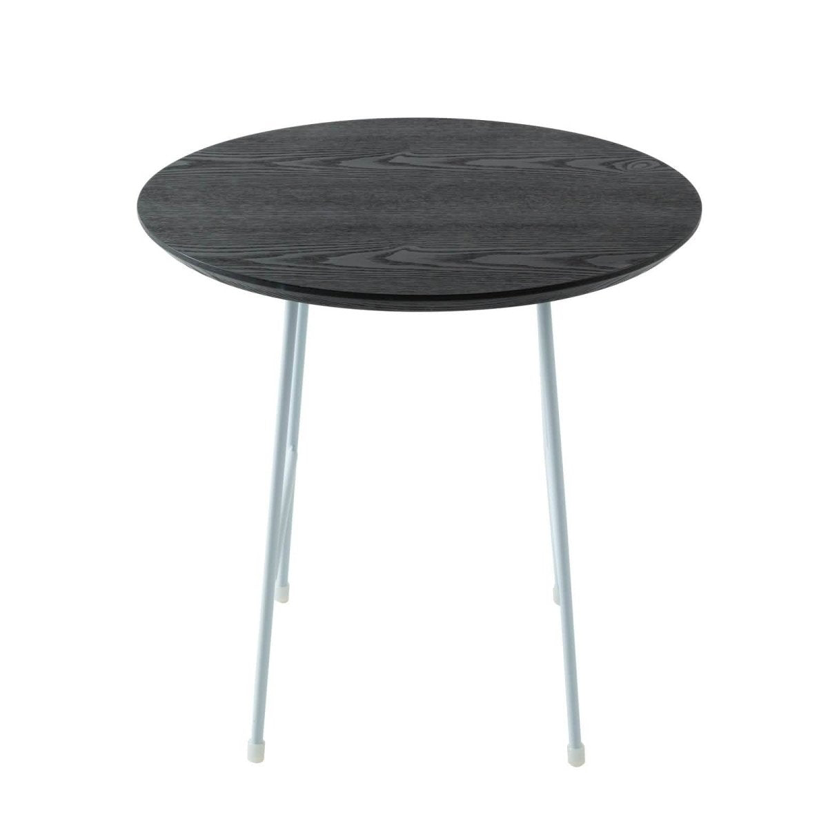 Rossmore Round Side Table with MDF Wood Tabletop in White Steel Walnut Leisuremod