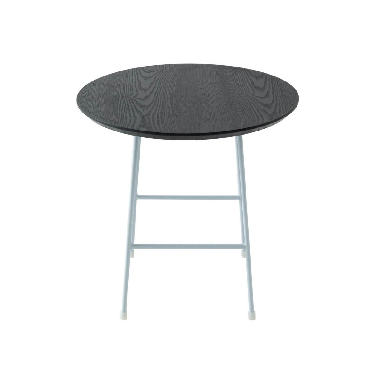 Rossmore Round Side Table with MDF Wood Tabletop in White Steel Walnut Leisuremod