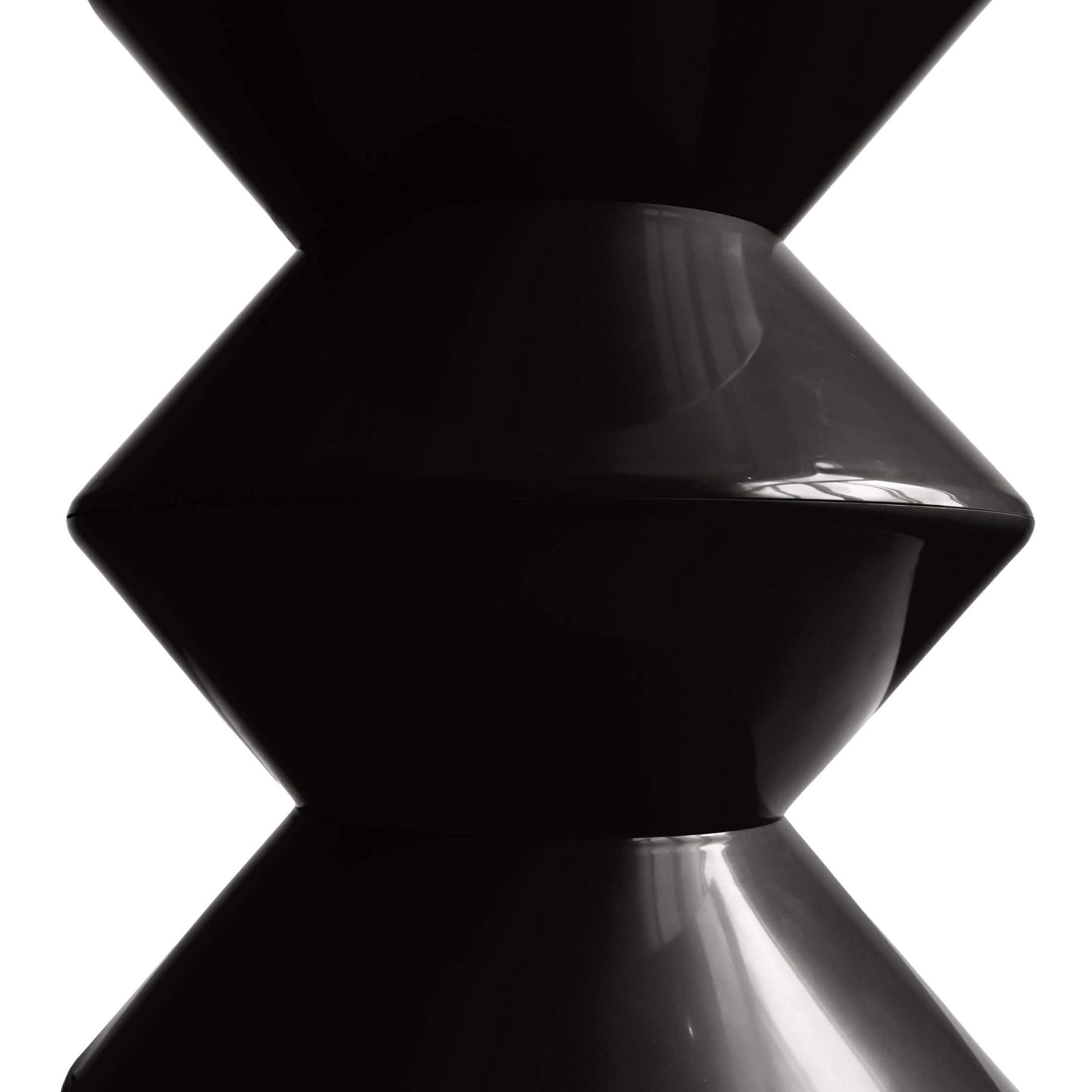 Aura Round Side Table in ABS Plastic With Contemporary Double-Hourglass Design Black Side Table Leisuremod
