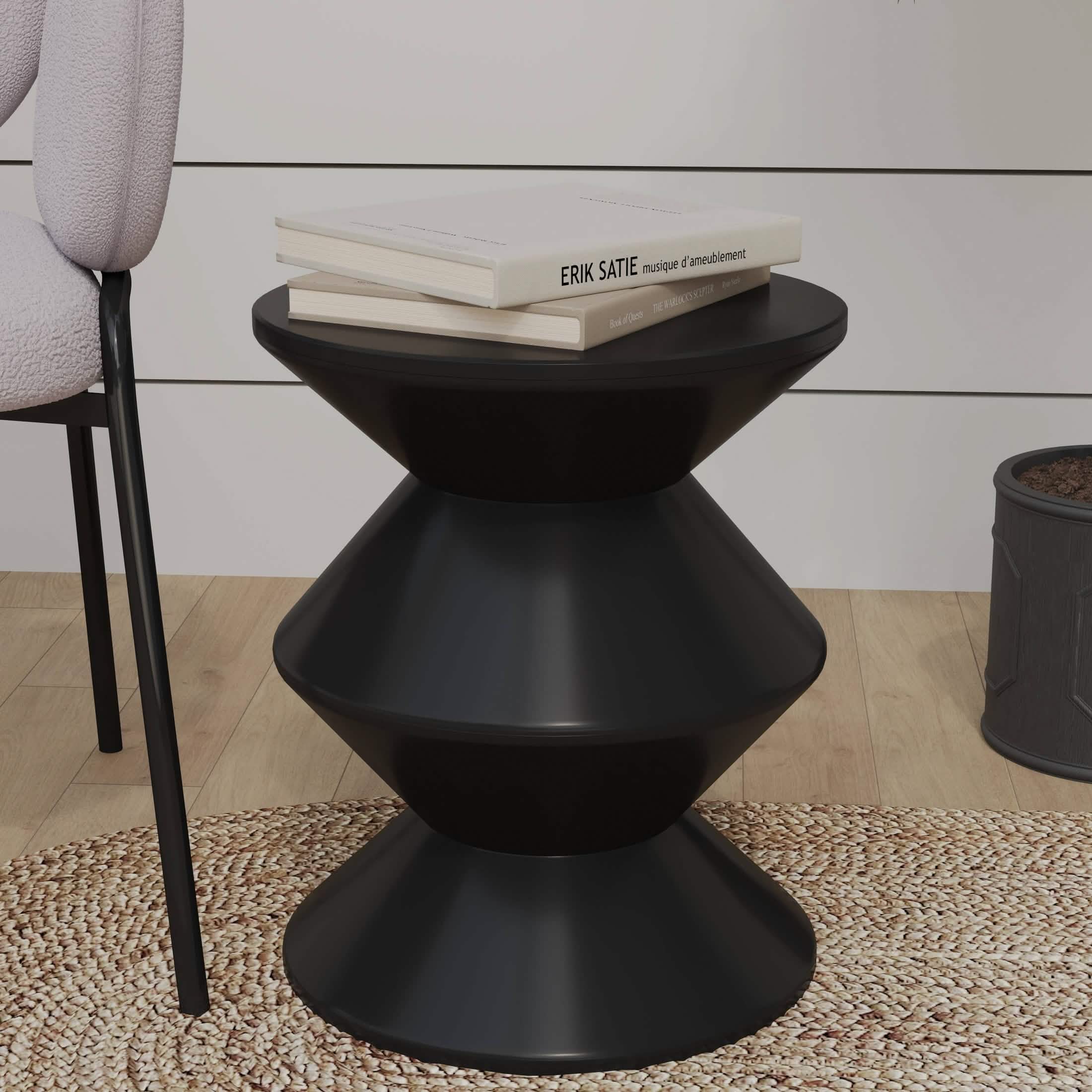 Aura Round Side Table in ABS Plastic With Contemporary Double