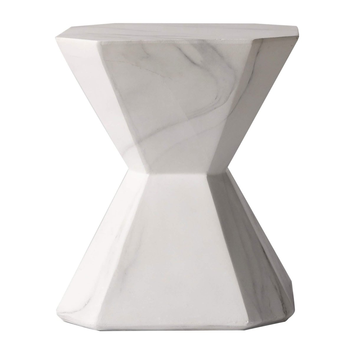 Azure Side Table Round Fiberstone Accent Table Marble White Side Table LeisureMod