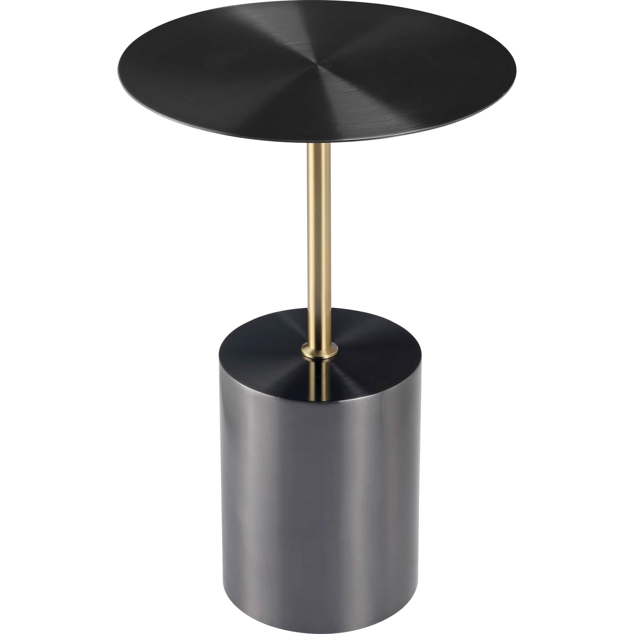 Malta Round Side Table Modern Accent End Table with Stainless Steel Pedestal Base Black Side Table LeisureMod