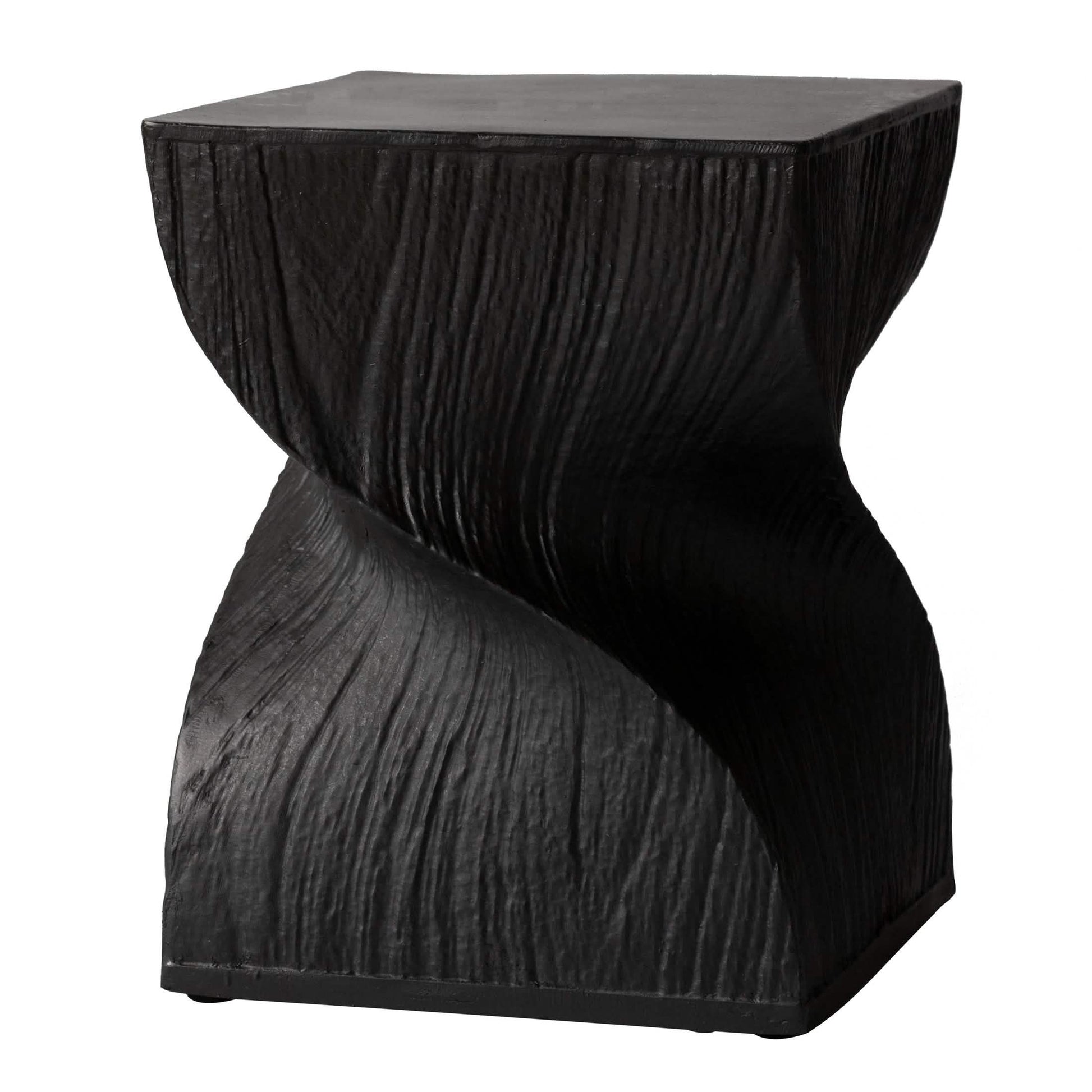 Onyx Square Side Table in Fiberstone Assembled Accent End Table Black Side Table LeisureMod