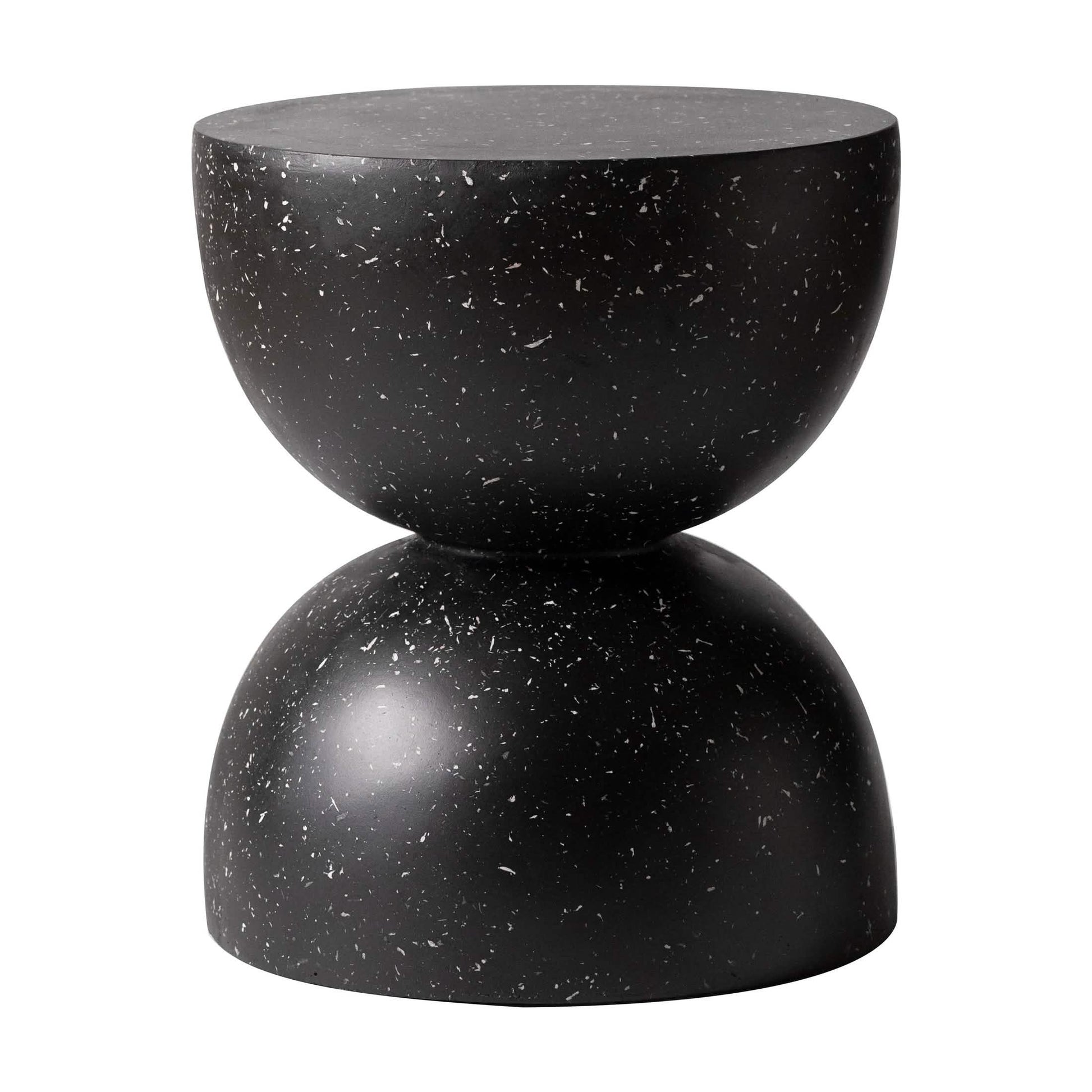Sage Minimalist Side Table in Fiberstone Hourglass Design Accent Table Black Side Table LeisureMod