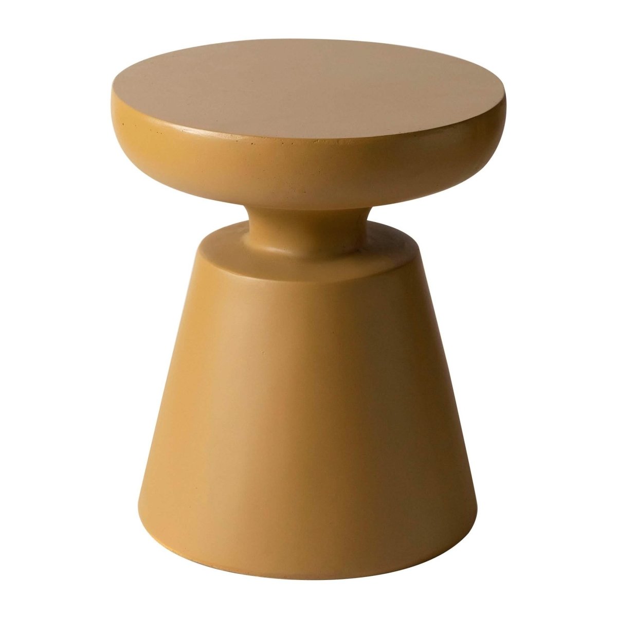 Isle Minimalist Side Table with Round Fiberstone Tabletop Accent Table and Pedestal Base Brown Side Table LeisureMod