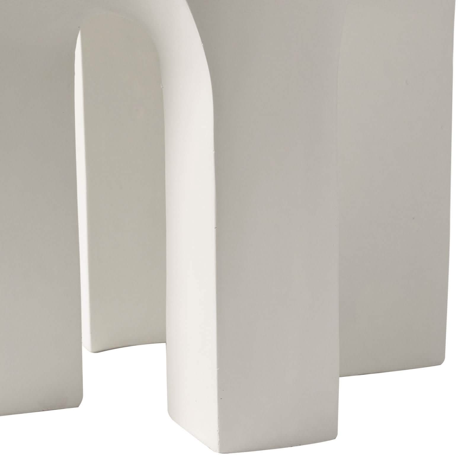Crus Fiberstone Outdoor Side Table With Arched Base Design White Side Table Leisuremod