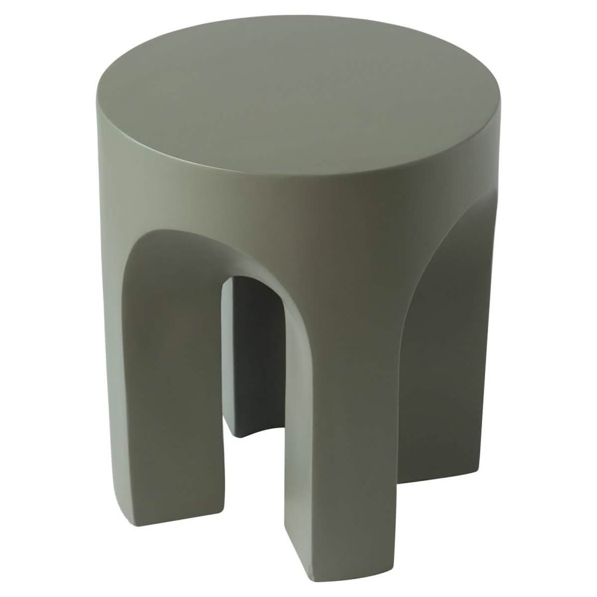 Crus Fiberstone Outdoor Side Table With Arched Base Design Gray Side Table Leisuremod