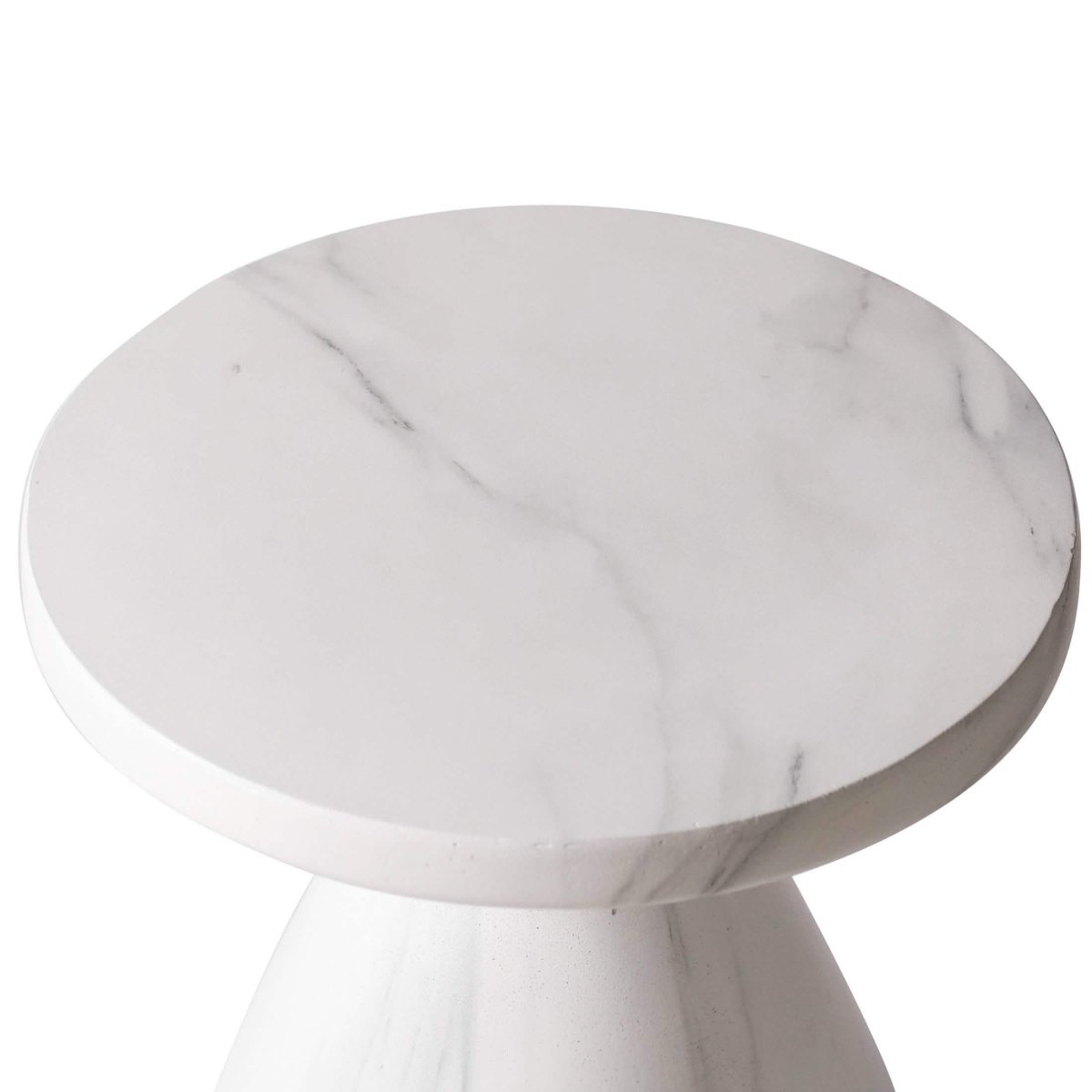 Dune Side Table Fiberstone Round Accent Table and Hourglass Pedestal Base Marble White Side Table LeisureMod