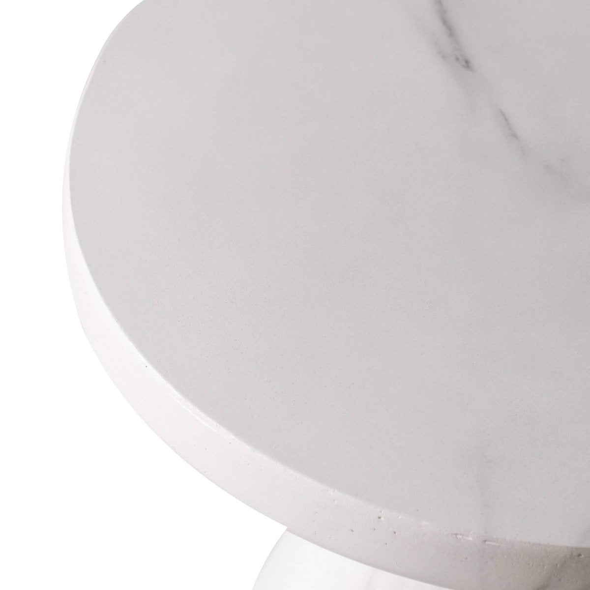 Dune Side Table Fiberstone Round Accent Table and Hourglass Pedestal Base Marble White Side Table LeisureMod