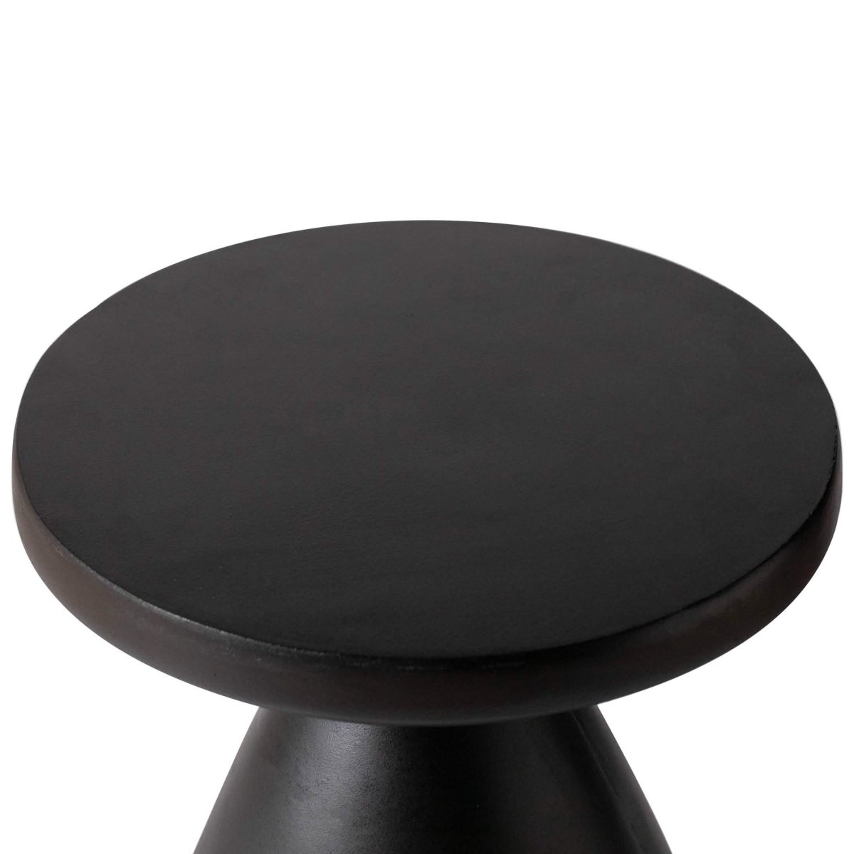 Dune Side Table Fiberstone Round Accent Table and Hourglass Pedestal Base Black Side Table LeisureMod