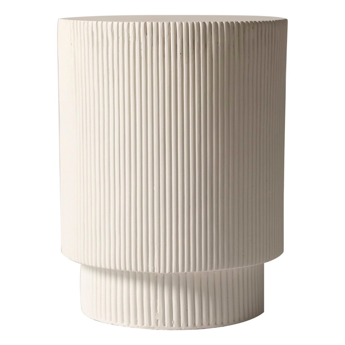 Eden Series Side Table in Fiberstone Round Accent Table for Home, Living Room, Indoor, and Outdoor White Side Table LeisureMod