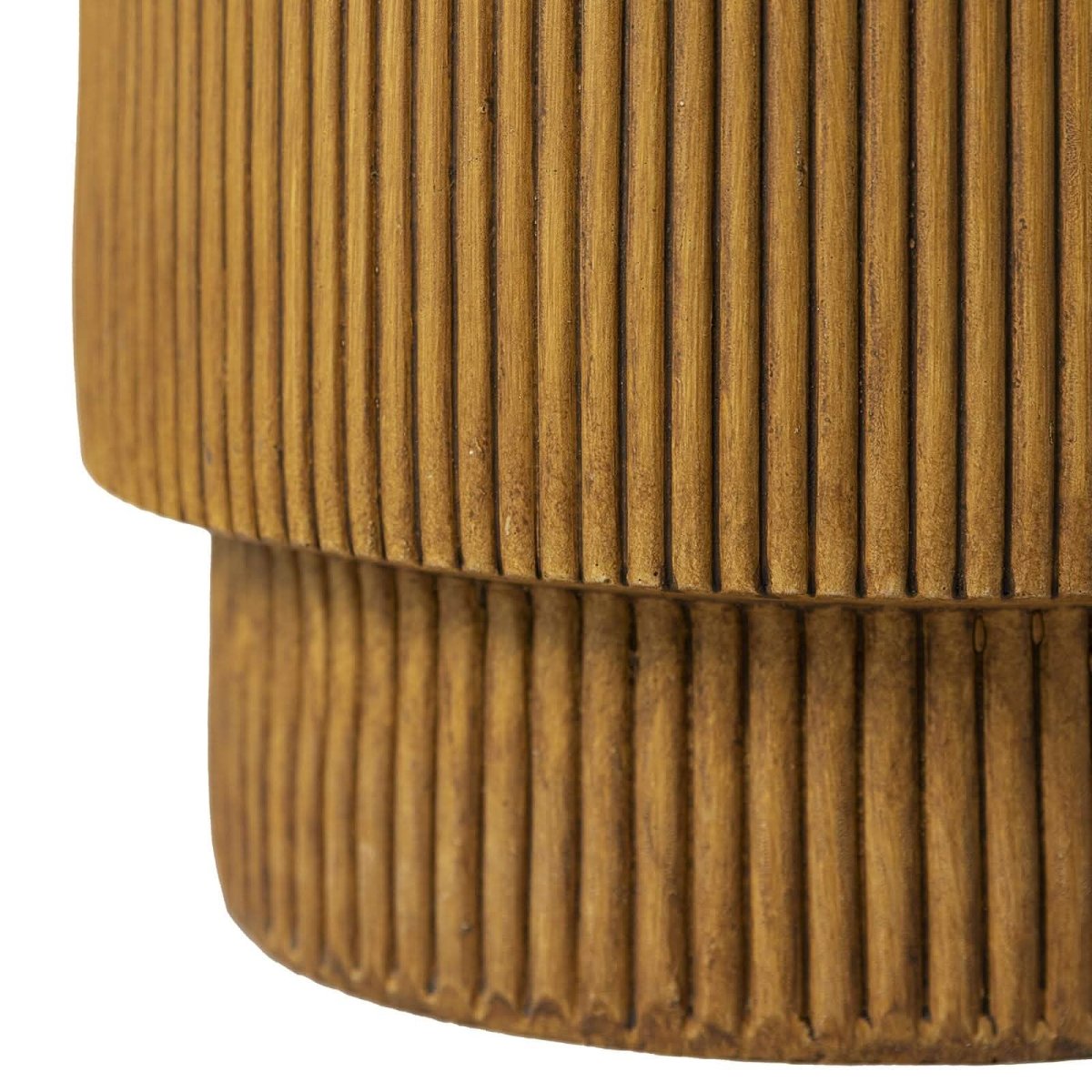 Eden Series Side Table in Fiberstone Round Accent Table for Home, Living Room, Indoor, and Outdoor Brown Side Table LeisureMod