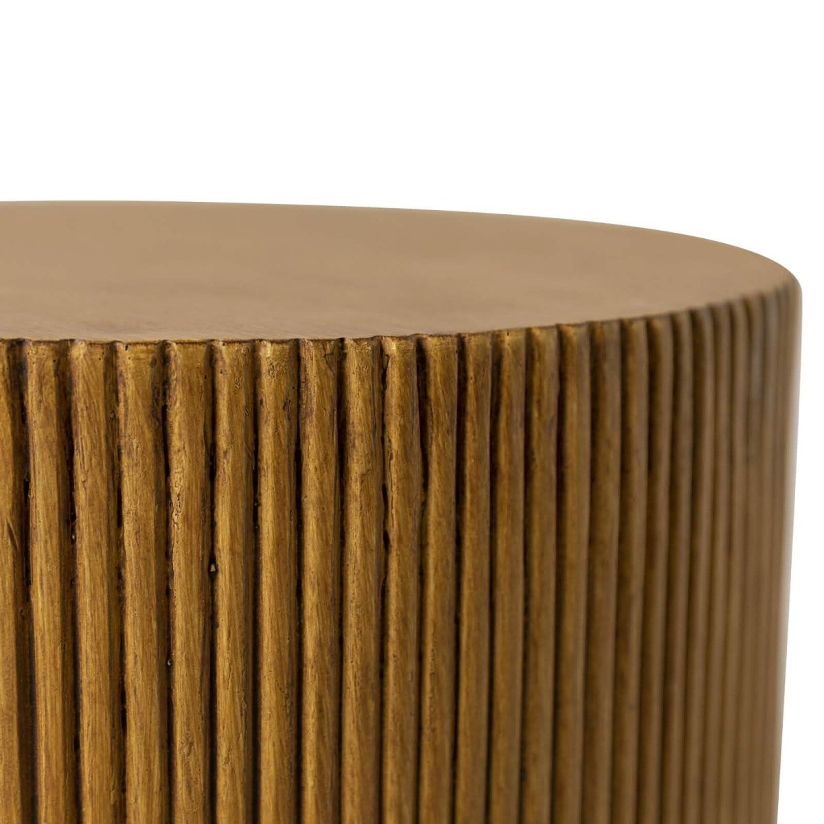 Eden Series Side Table in Fiberstone Round Accent Table for Home, Living Room, Indoor, and Outdoor Brown Side Table LeisureMod