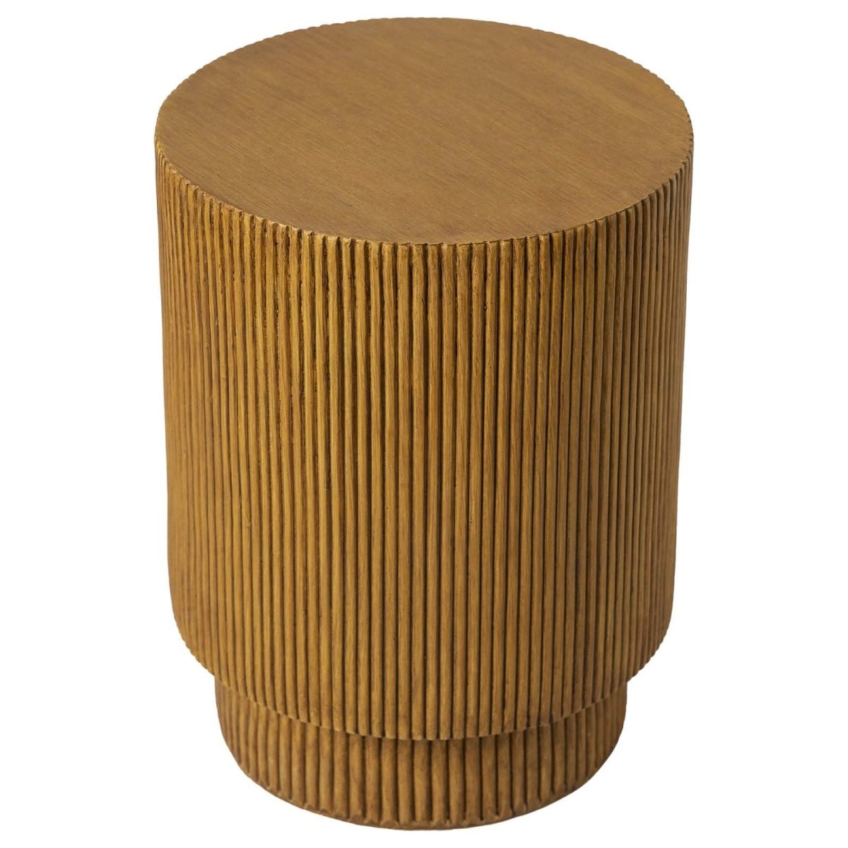 Eden Series Side Table in Fiberstone Round Accent Table for Home, Living Room, Indoor, and Outdoor Brown Side Table LeisureMod
