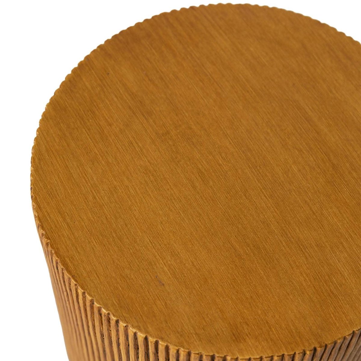 Eden Series Side Table in Fiberstone Round Accent Table for Home, Living Room, Indoor, and Outdoor Brown Side Table LeisureMod
