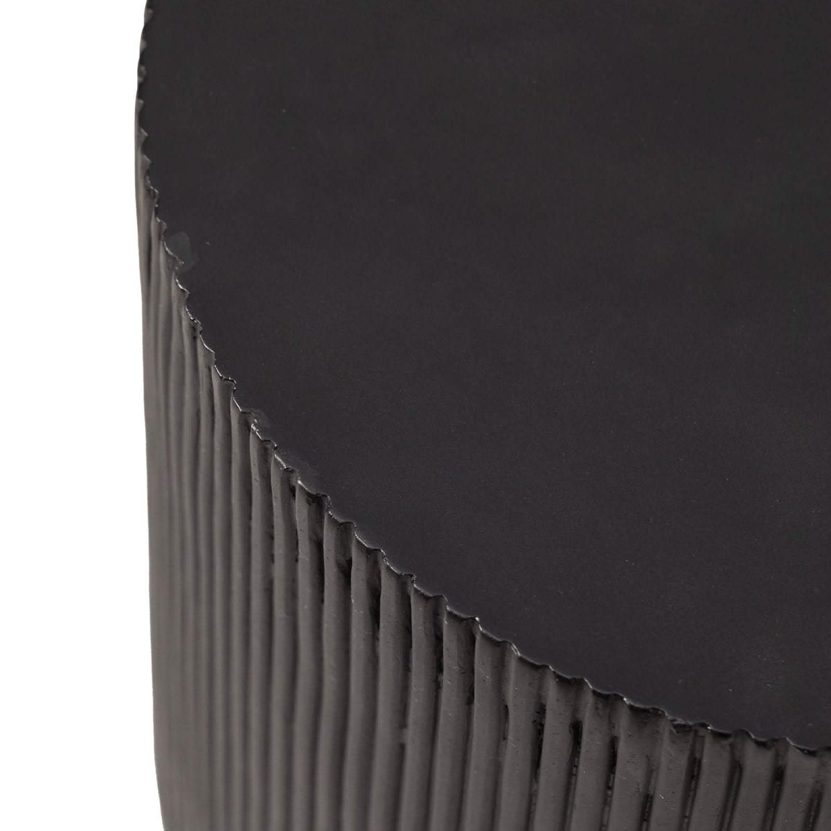 Eden Series Side Table in Fiberstone Round Accent Table for Home, Living Room, Indoor, and Outdoor Black Side Table LeisureMod