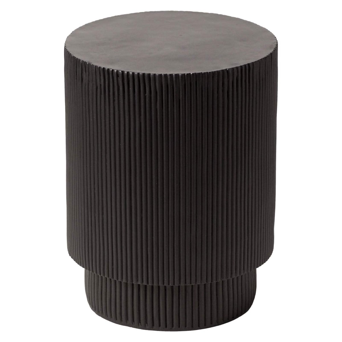 Eden Series Side Table in Fiberstone Round Accent Table for Home, Living Room, Indoor, and Outdoor Black Side Table LeisureMod