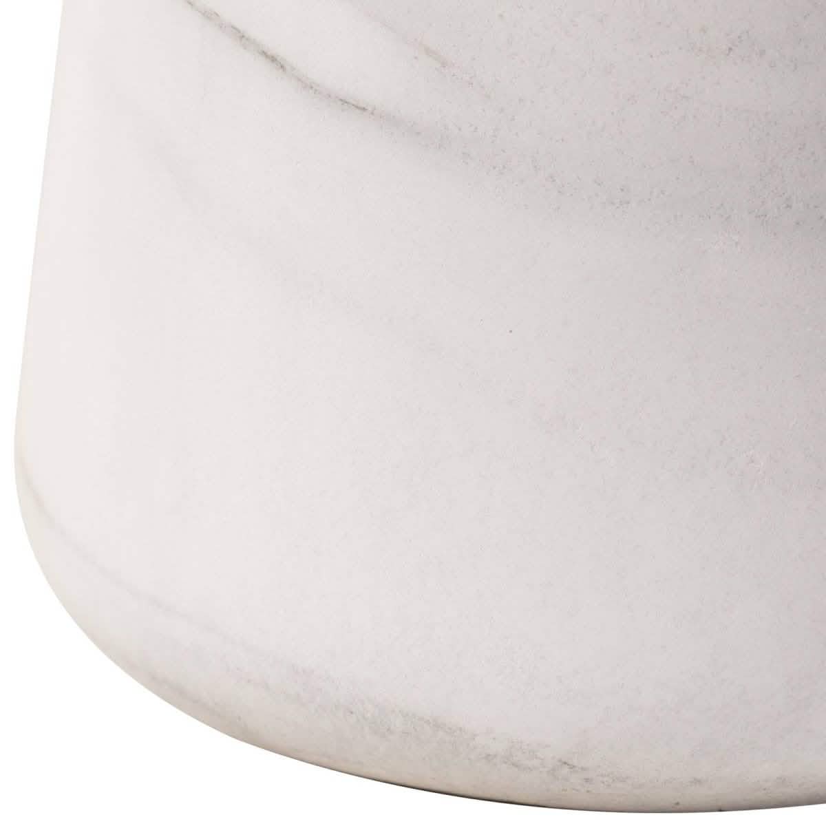 Glint 14" Wide Fiberstone Side Table in Tapered Base Design Marble White Side Table Leisuremod