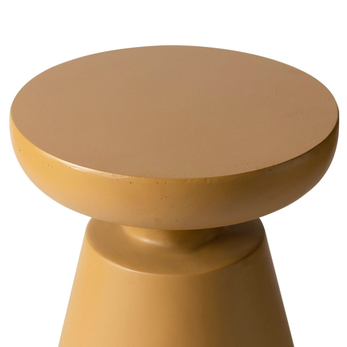Isle Minimalist Side Table with Round Fiberstone Tabletop Accent Table and Pedestal Base Brown Side Table LeisureMod