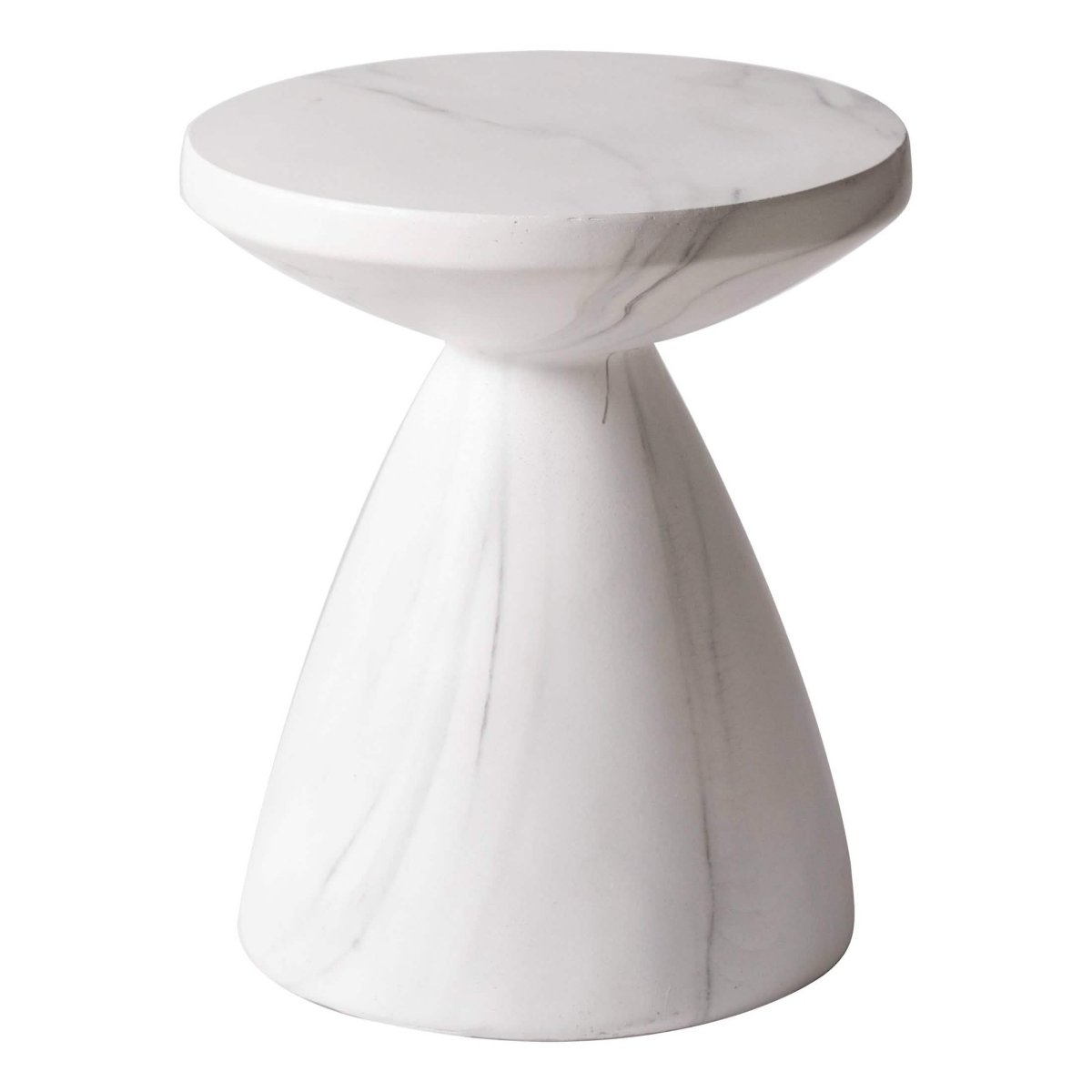 Dune Side Table Fiberstone Round Accent Table and Hourglass Pedestal Base Marble White Side Table LeisureMod