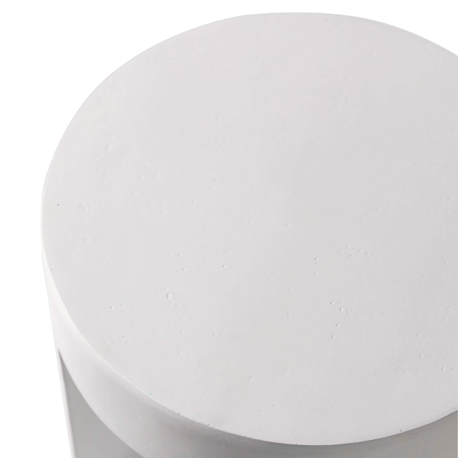 Nook 14" Wide Round Fiberstone Side Table With Open Storage Compartment White Side Table Leisuremod