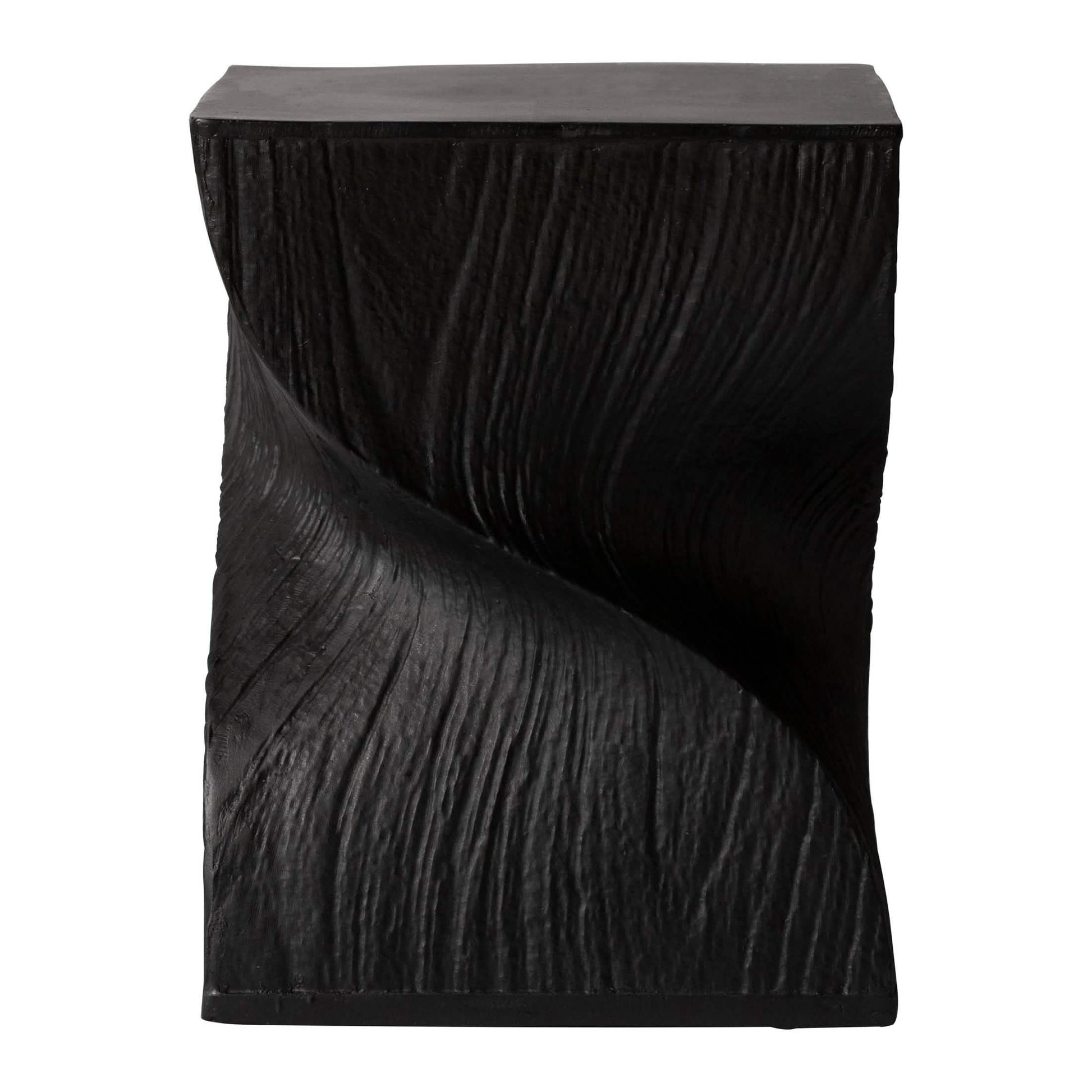 Onyx Square Side Table in Fiberstone Assembled Accent End Table Black Side Table LeisureMod
