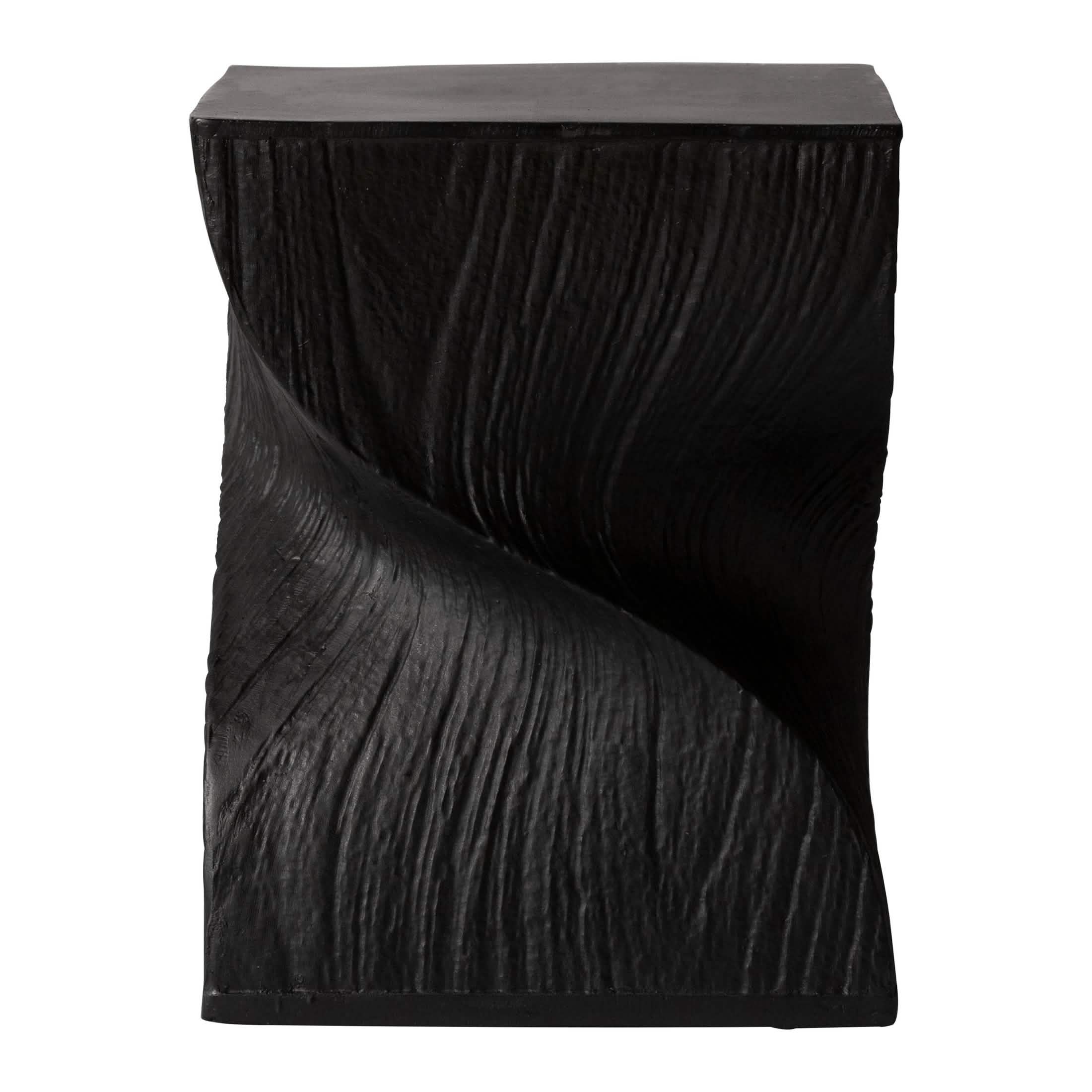 Onyx Square Side Table in Fiberstone Assembled Accent End Table Black Side Table LeisureMod