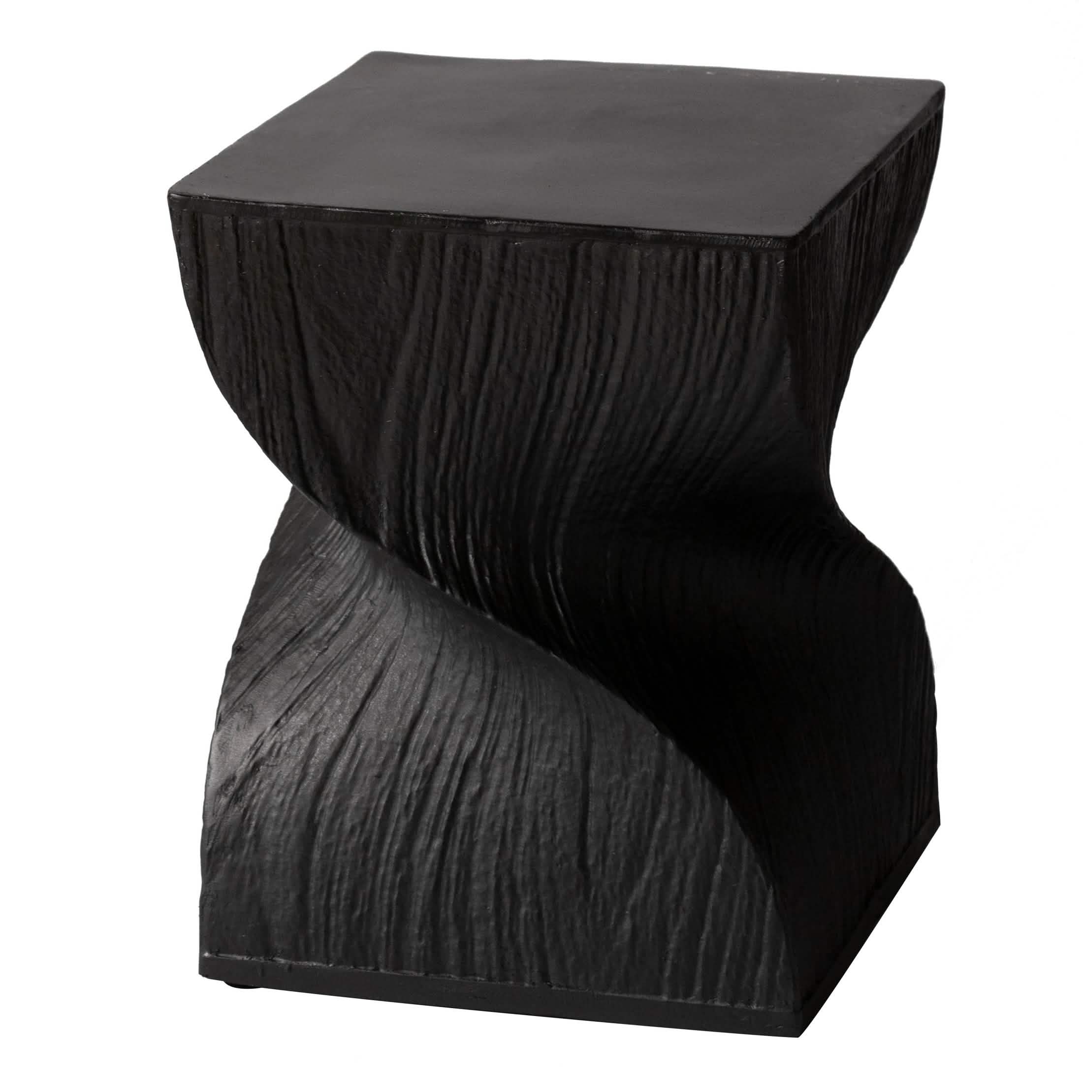 Onyx Square Side Table in Fiberstone Assembled Accent End Table Black Side Table LeisureMod