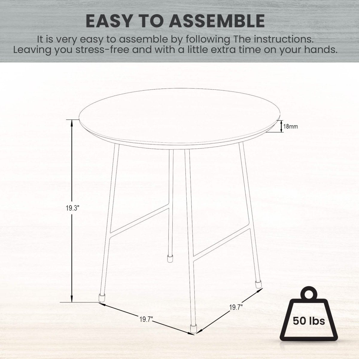 Rossmore Round Side Table with MDF Wood Tabletop in Black Steel Black Side Table Leisuremod