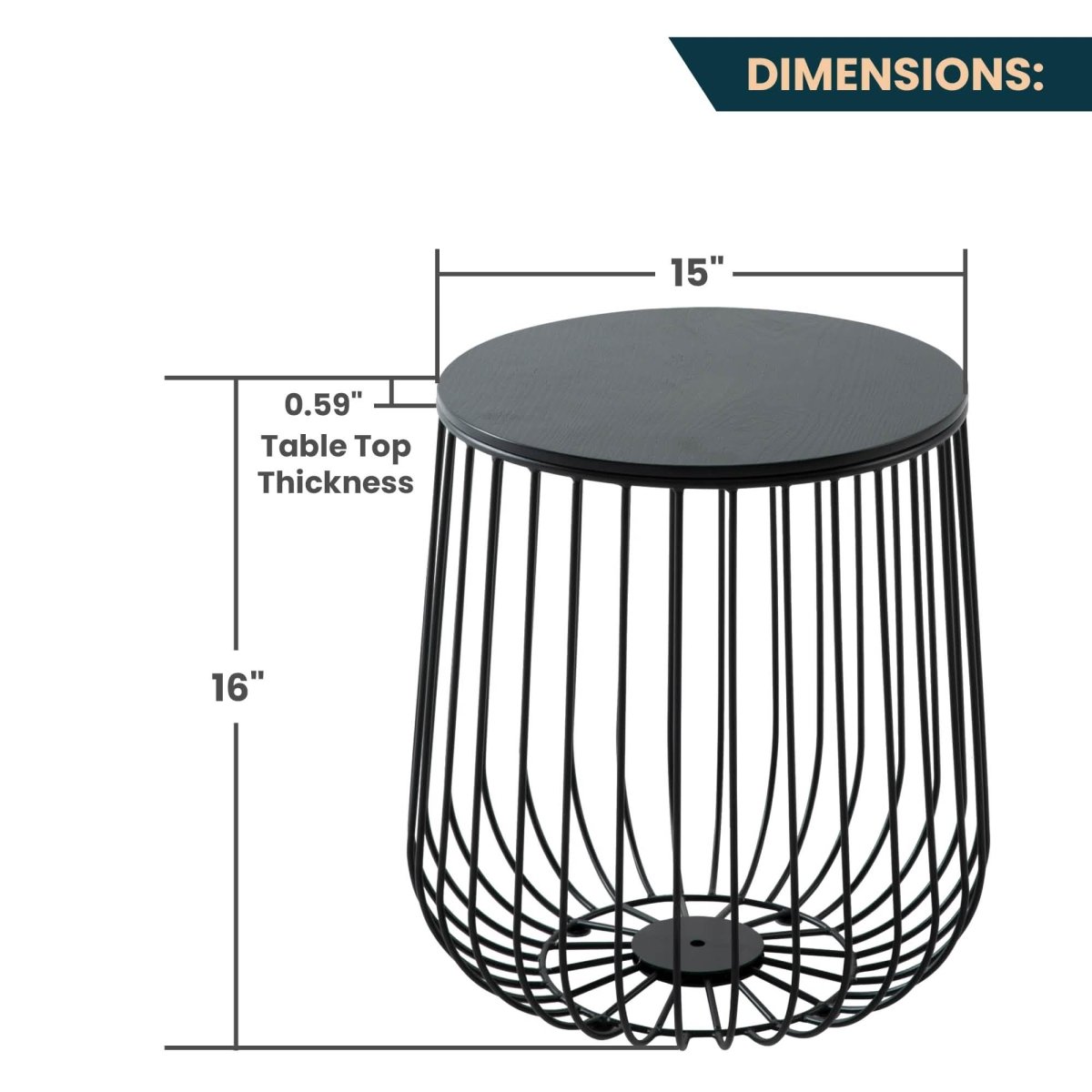 Runswick Round End Table Wood Tabletop With Steel Drum Base for Storage Natural Wood Side Table Leisuremod