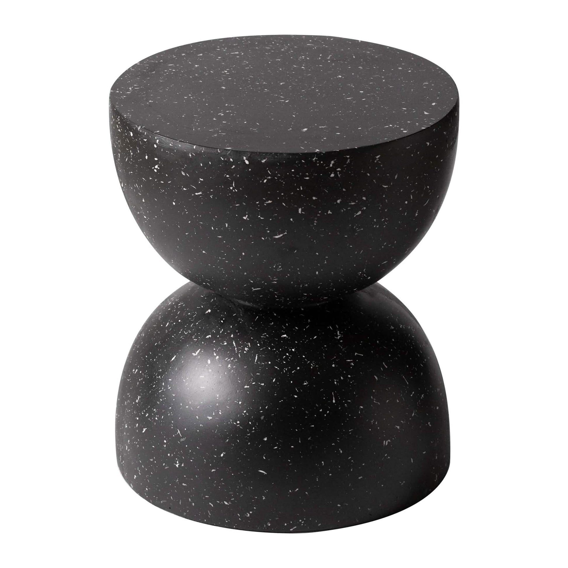 Sage Minimalist Side Table in Fiberstone Hourglass Design Accent Table Black Side Table LeisureMod