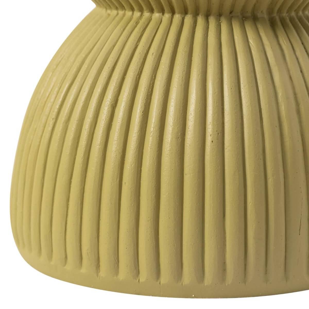 Spire 15" Wide Round Side Fiberstone Table With Hourglass Design Olive Yellow Side Table Leisuremod